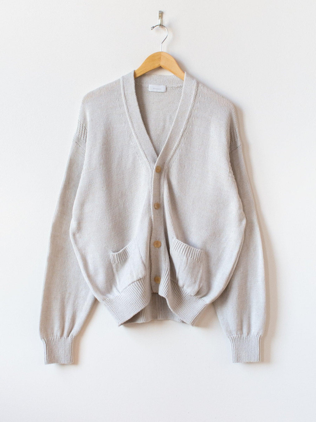 Namu Shop - Phlannel Cotton Linen Guernsey Cardigan - Light Gray Mix