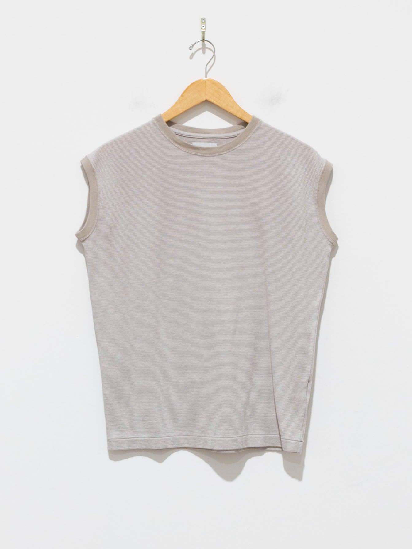 Namu Shop - Phlannel Cotton Linen Links Border Sleeveless T-Shirt - Beige