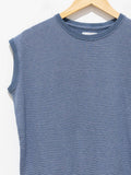 Namu Shop - Phlannel Cotton Linen Links Border Sleeveless T-Shirt - Blue