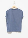 Namu Shop - Phlannel Cotton Linen Links Border Sleeveless T-Shirt - Blue