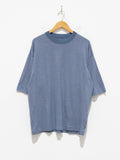 Namu Shop - Phlannel Cotton Linen Links Border T-Shirt - Blue
