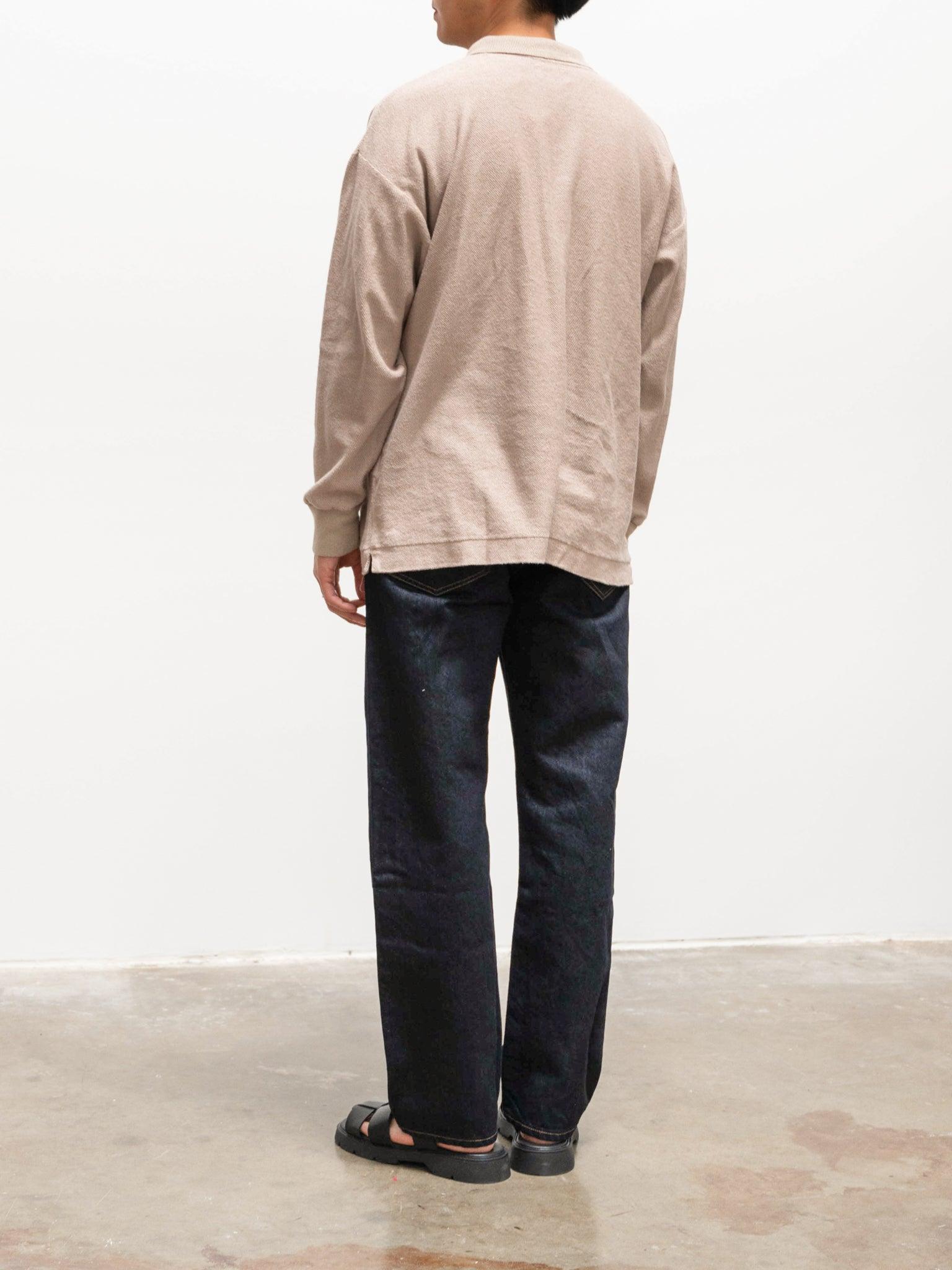 Namu Shop - Phlannel Cotton Linen Seed Stitch Skipper Polo - Beige