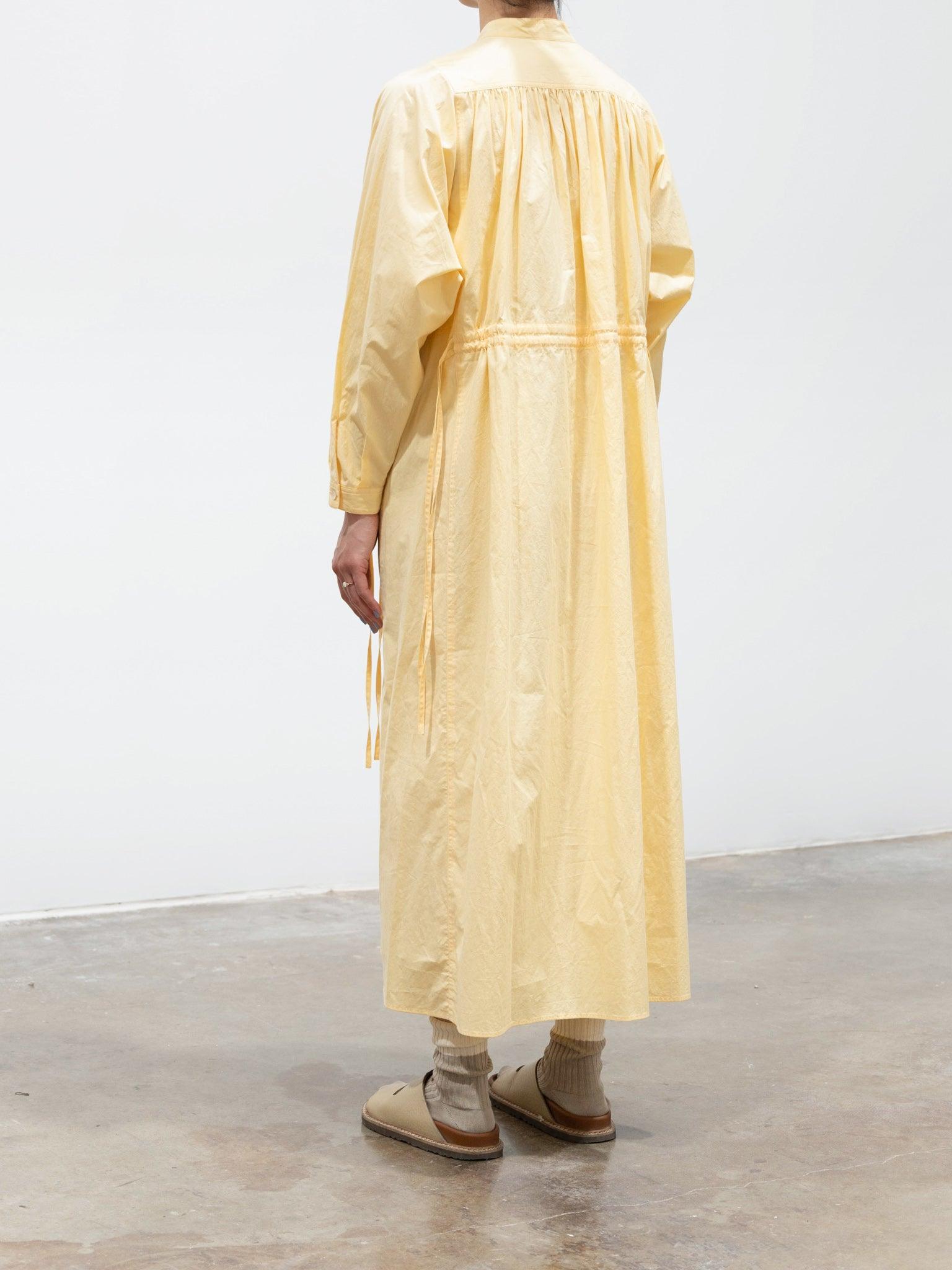 Namu Shop - Phlannel Cotton Paper Cloth Shirt Dress - Pale Yellow
