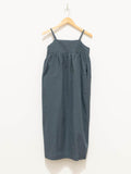 Namu Shop - Phlannel Cotton Silk Ramie Check Camisole Dress - Gray Blue