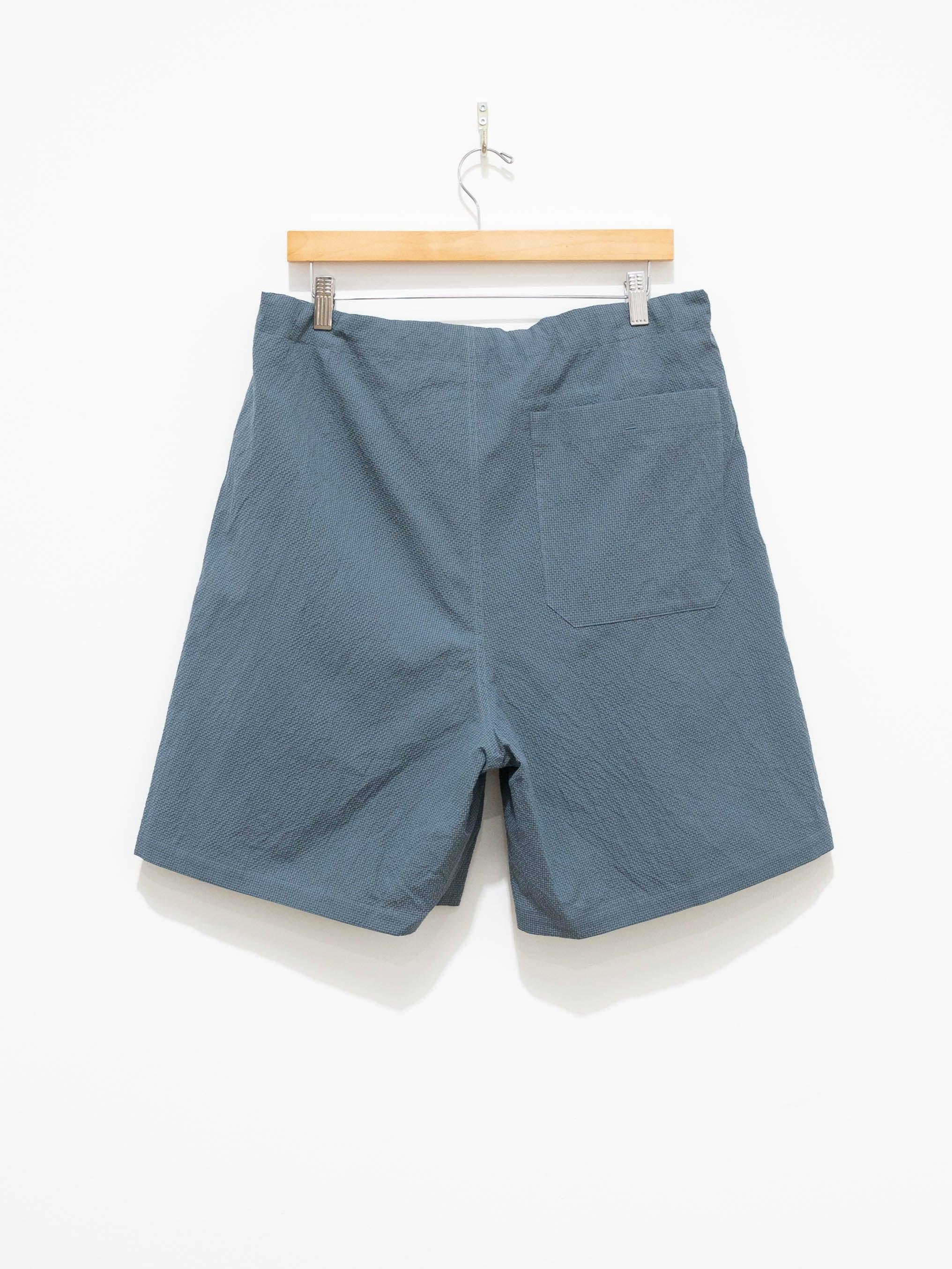 Namu Shop - Phlannel Cotton Silk Ramie Check Easy Shorts - Gray Blue