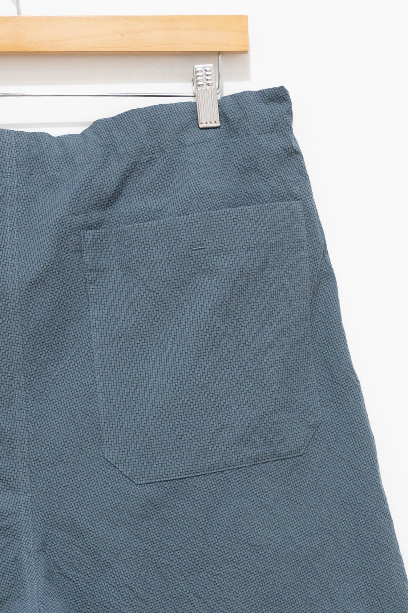 Namu Shop - Phlannel Cotton Silk Ramie Check Easy Shorts - Gray Blue