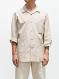 Namu Shop - Phlannel Cotton Silk Ramie Check Open Collar Overshirt - Beige