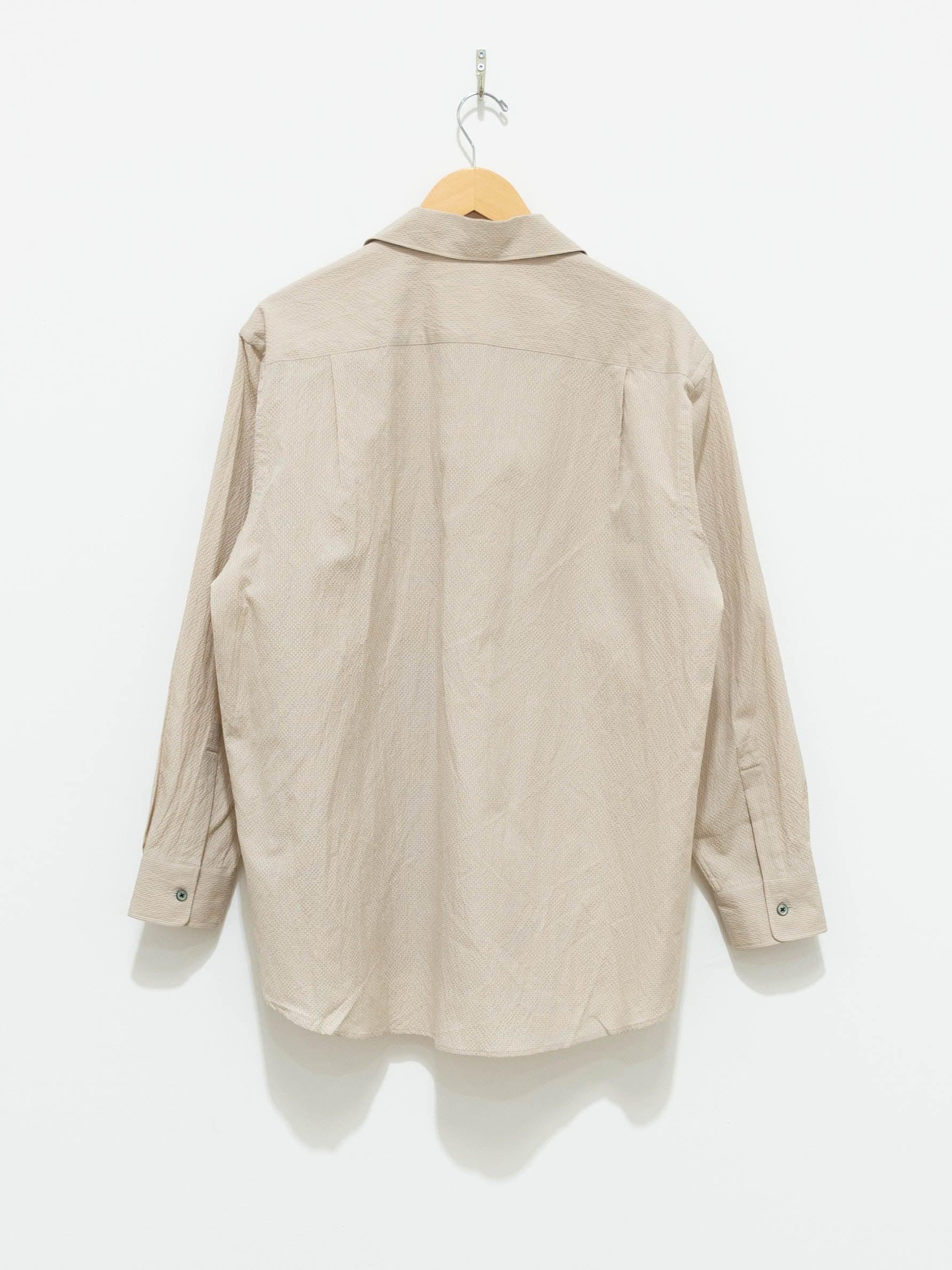 Namu Shop - Phlannel Cotton Silk Ramie Check Open Collar Overshirt - Beige