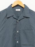 Namu Shop - Phlannel Cotton Silk Ramie Check Open Collar Overshirt - Gray Blue