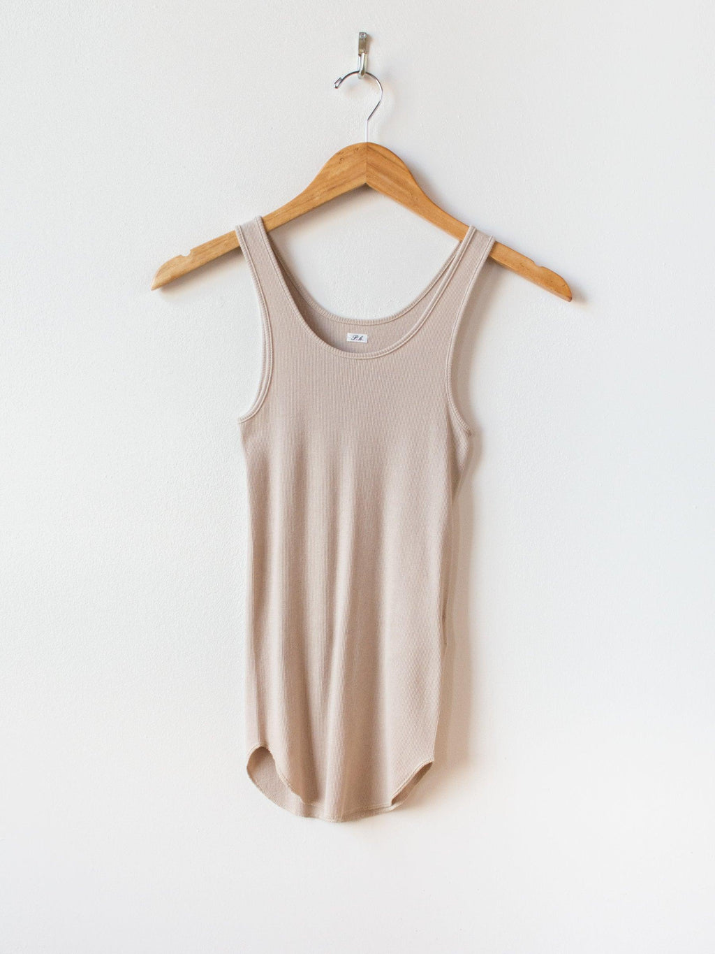 Namu Shop - Phlannel Cotton Silk Rib Seamless Tank Top - Beige