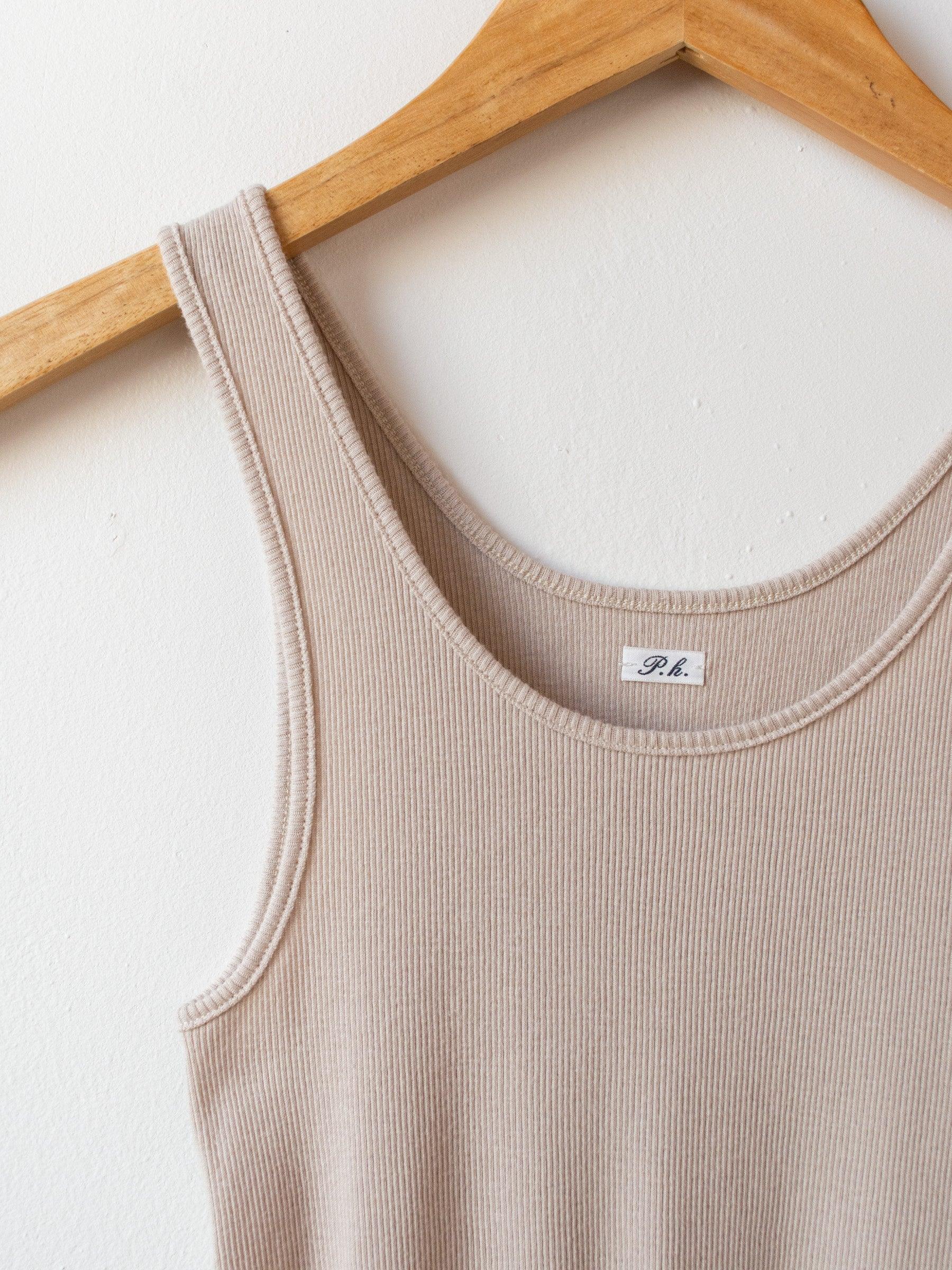 Namu Shop - Phlannel Cotton Silk Rib Seamless Tank Top - Beige