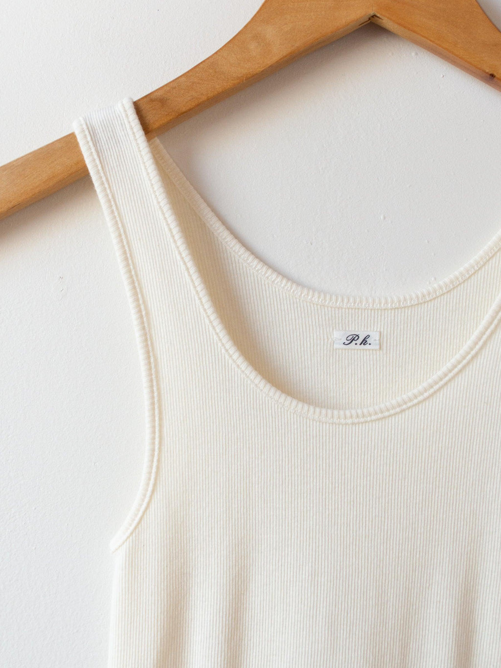 Namu Shop - Phlannel Cotton Silk Rib Seamless Tank Top - Ecru