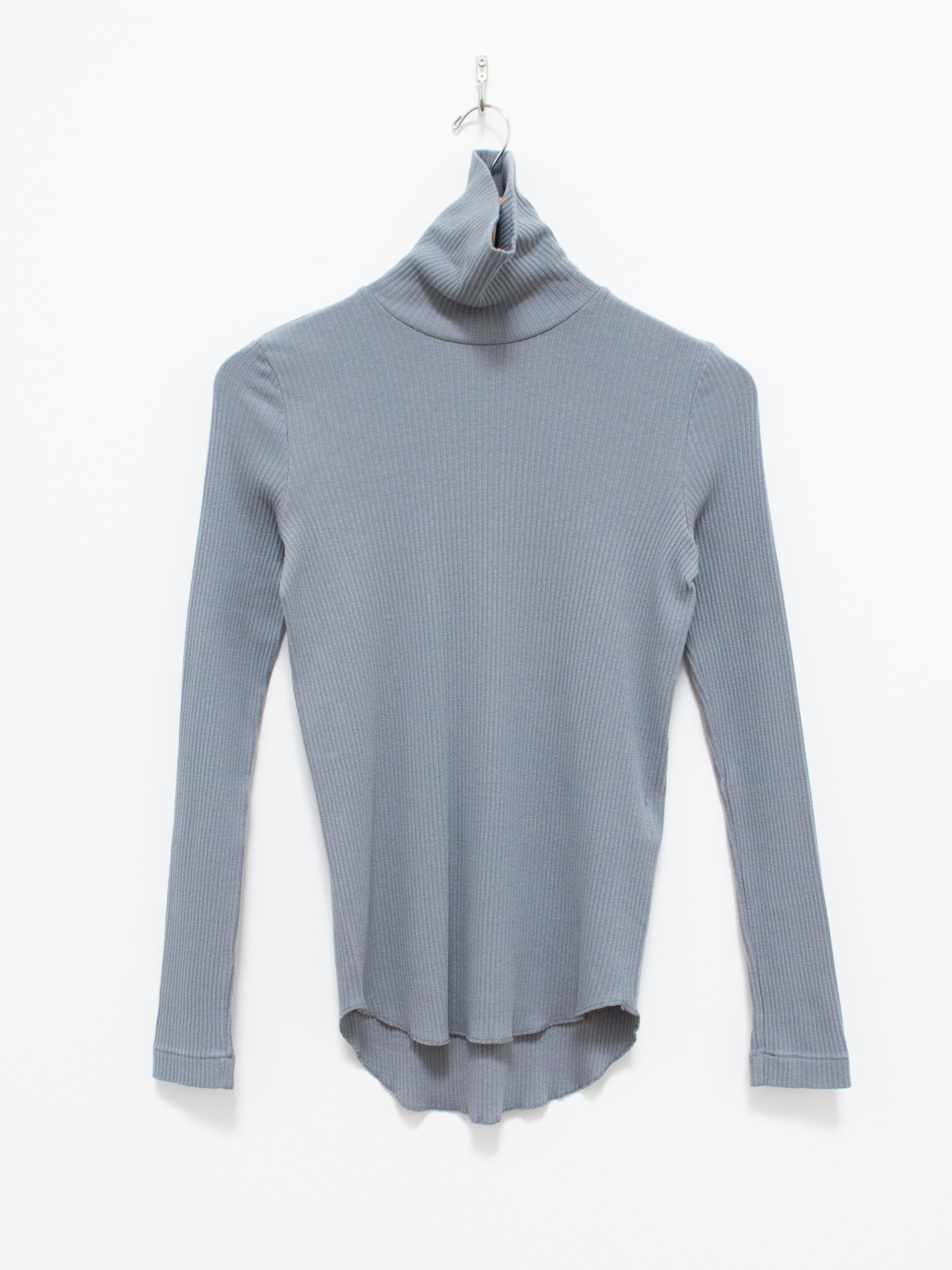 Namu Shop - Phlannel Cotton Silk Rib Turtleneck Tee - Gray Blue