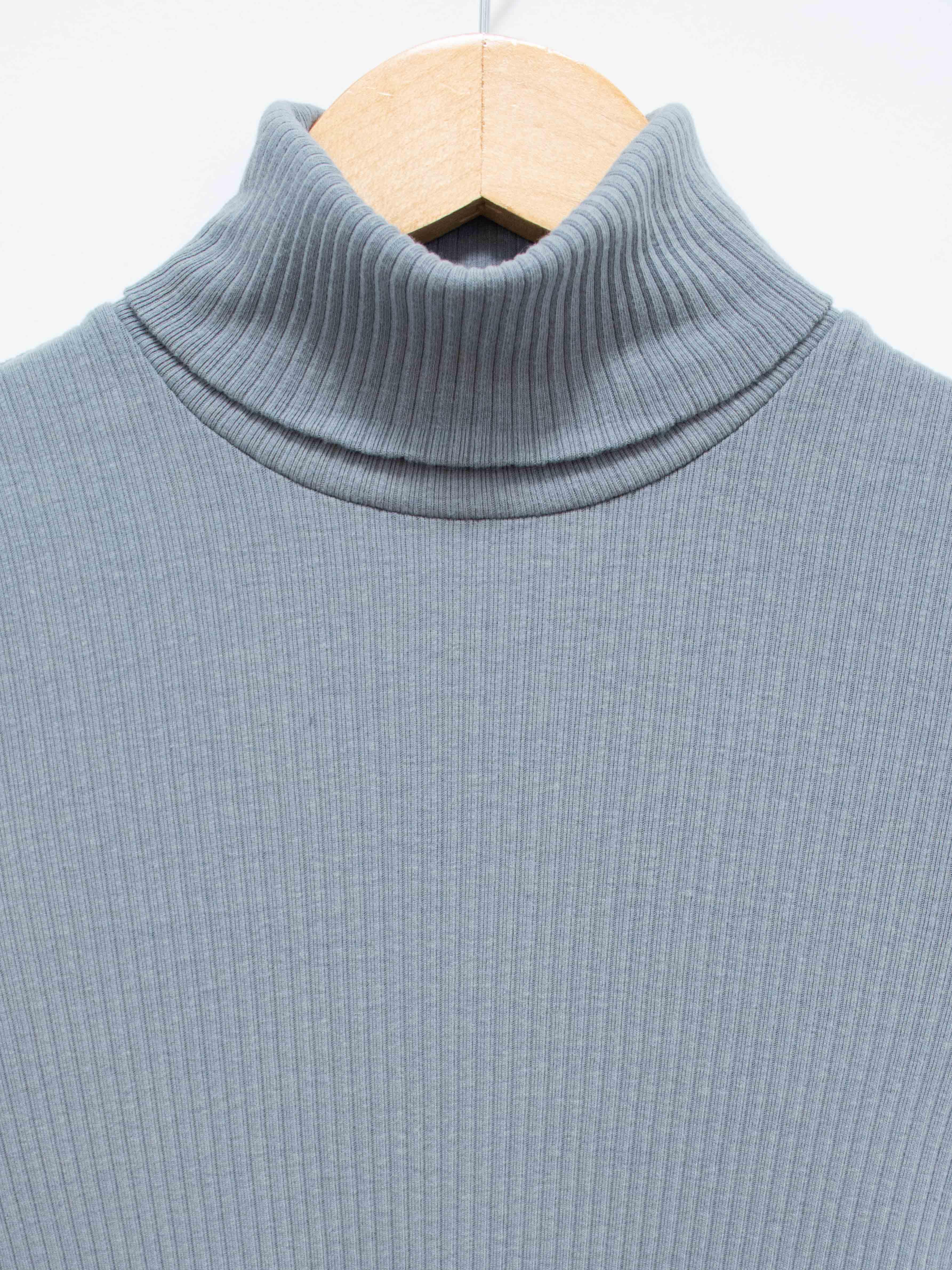 Namu Shop - Phlannel Cotton Silk Rib Turtleneck Tee - Gray Blue
