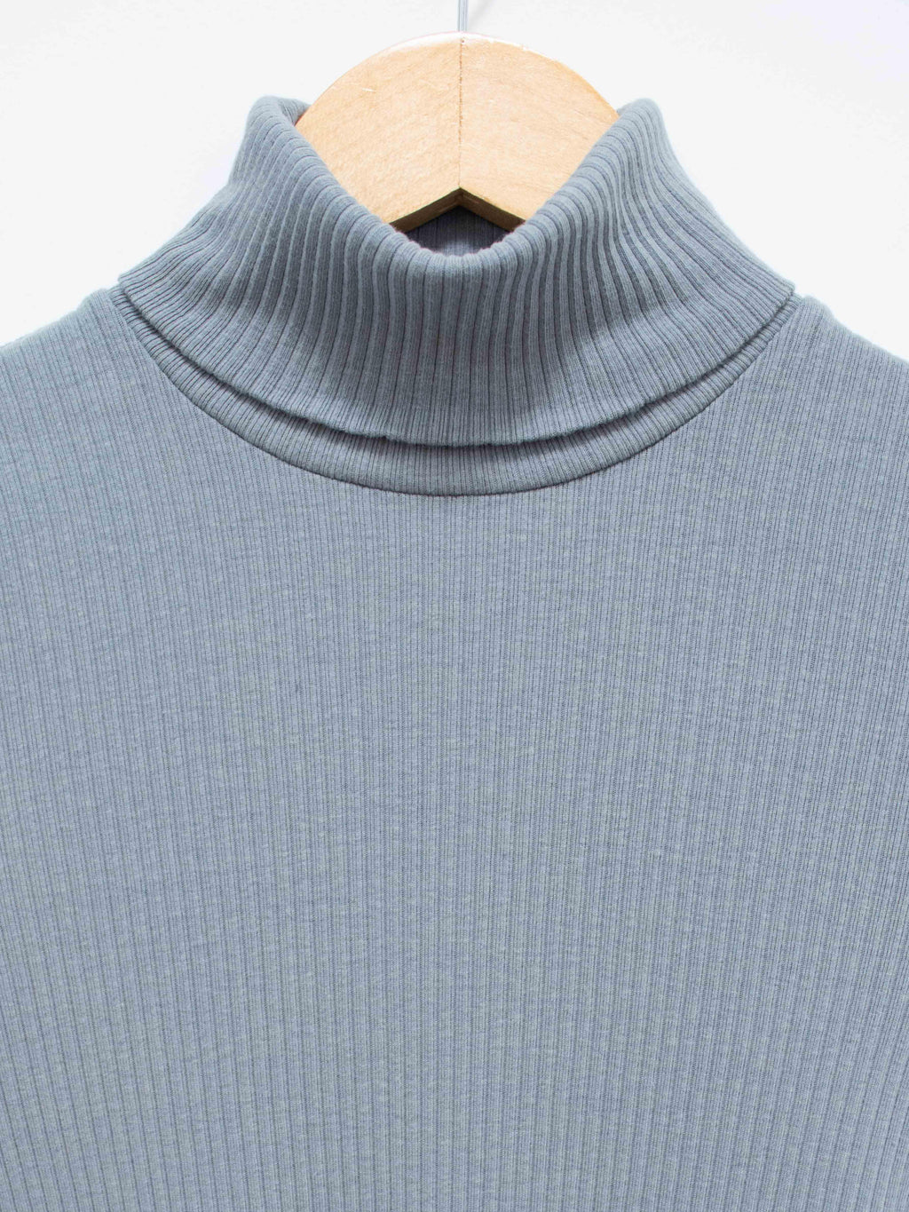 Namu Shop - Phlannel Cotton Silk Rib Turtleneck Tee - Gray Blue