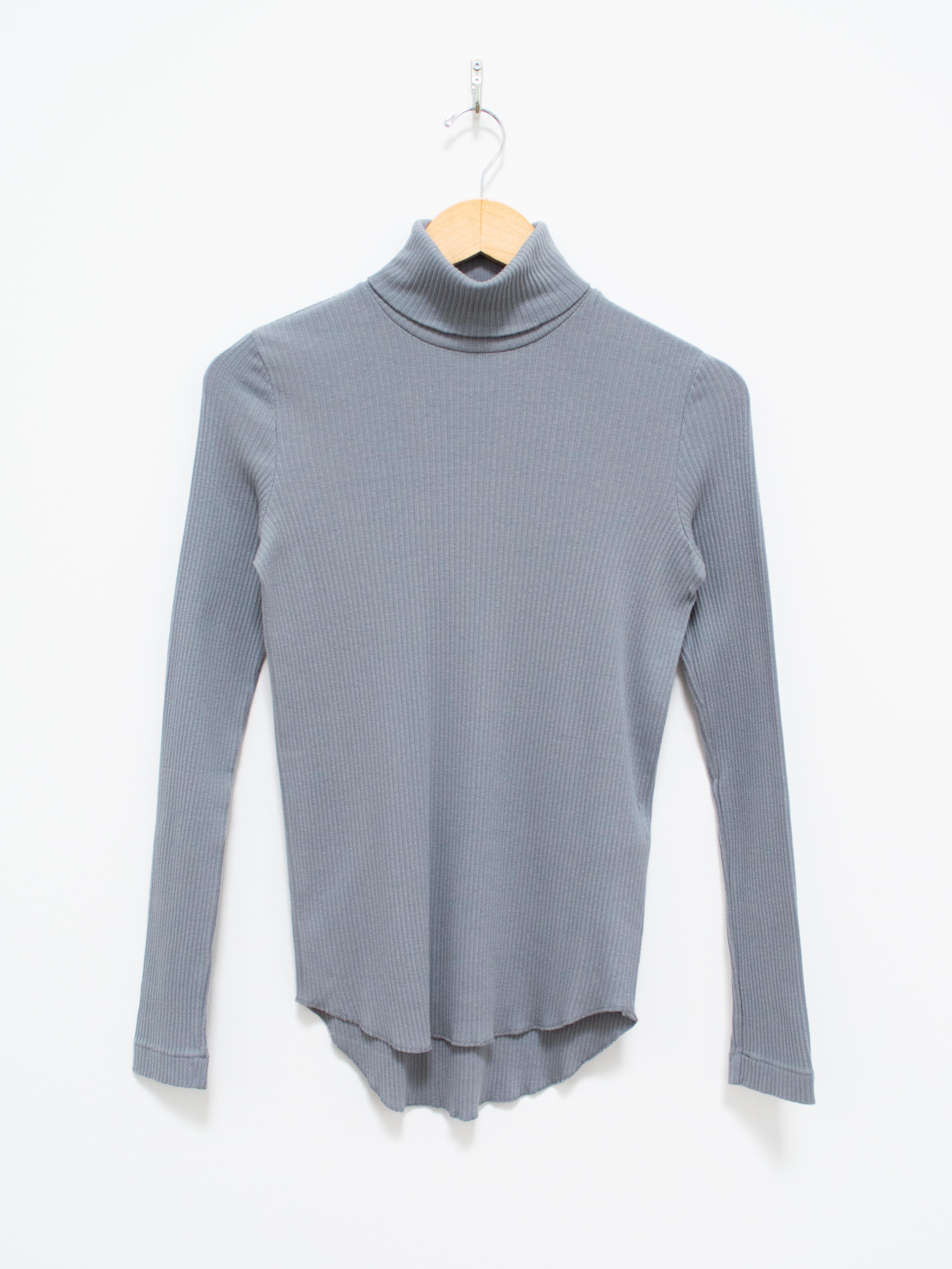 Namu Shop - Phlannel Cotton Silk Rib Turtleneck Tee - Gray Blue