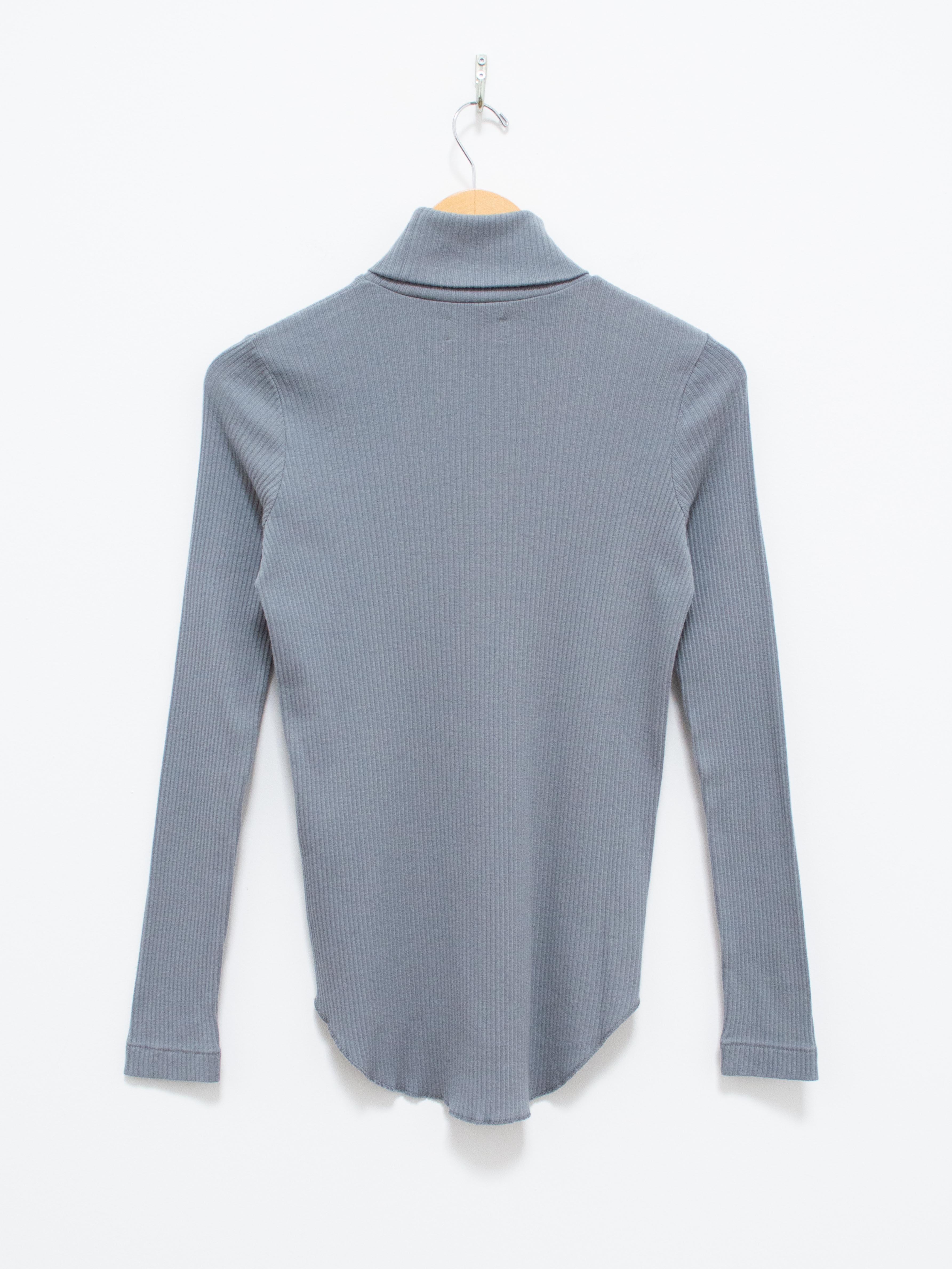 Namu Shop - Phlannel Cotton Silk Rib Turtleneck Tee - Gray Blue