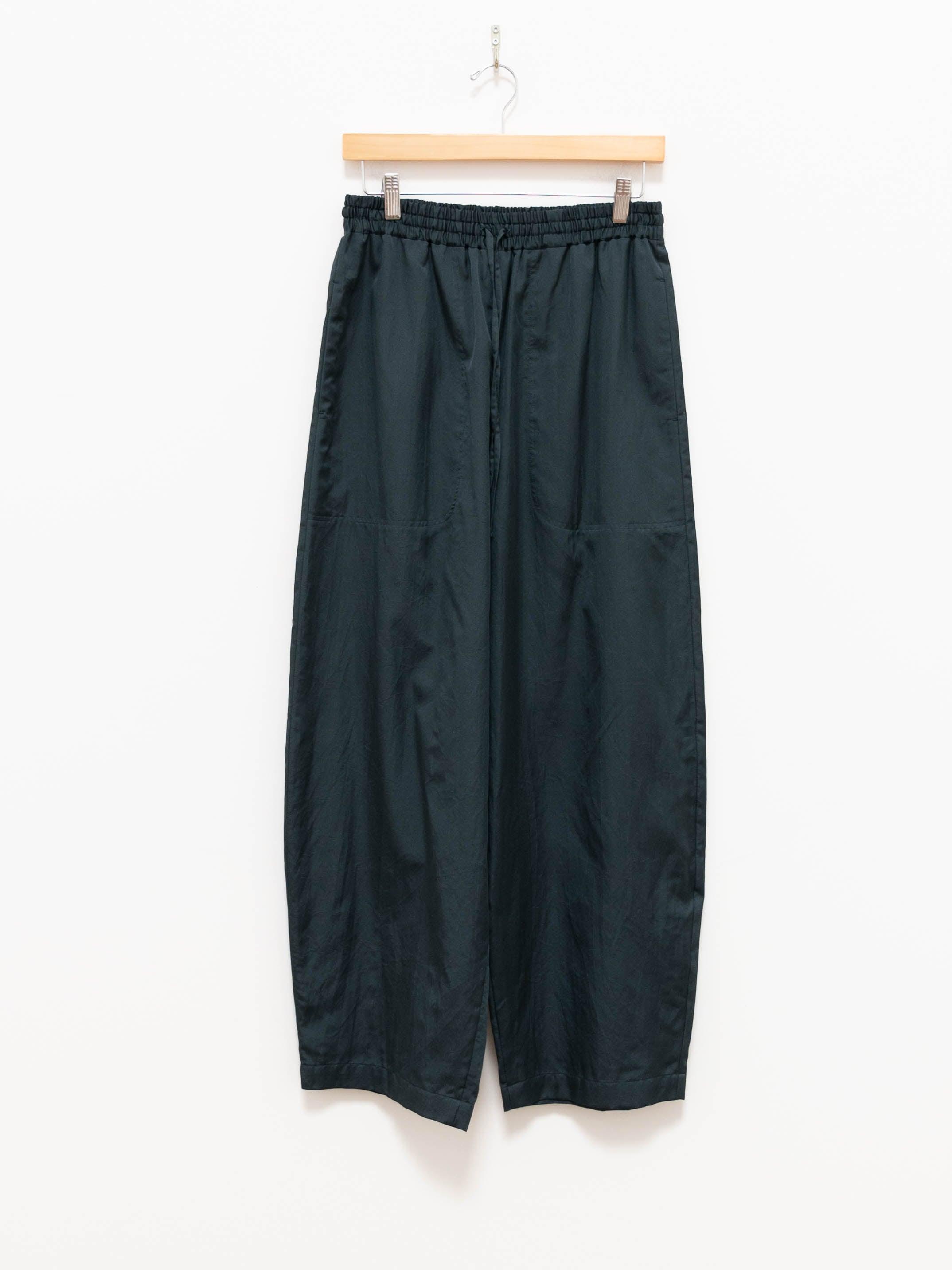 Namu Shop - Phlannel Cotton Silk Satin Easy Trousers - Dark Green