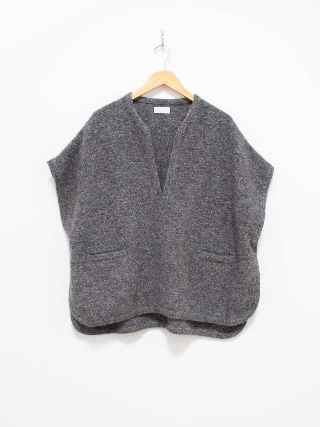 Namu Shop - Phlannel Felt Wool Knit Poncho - Charcoal