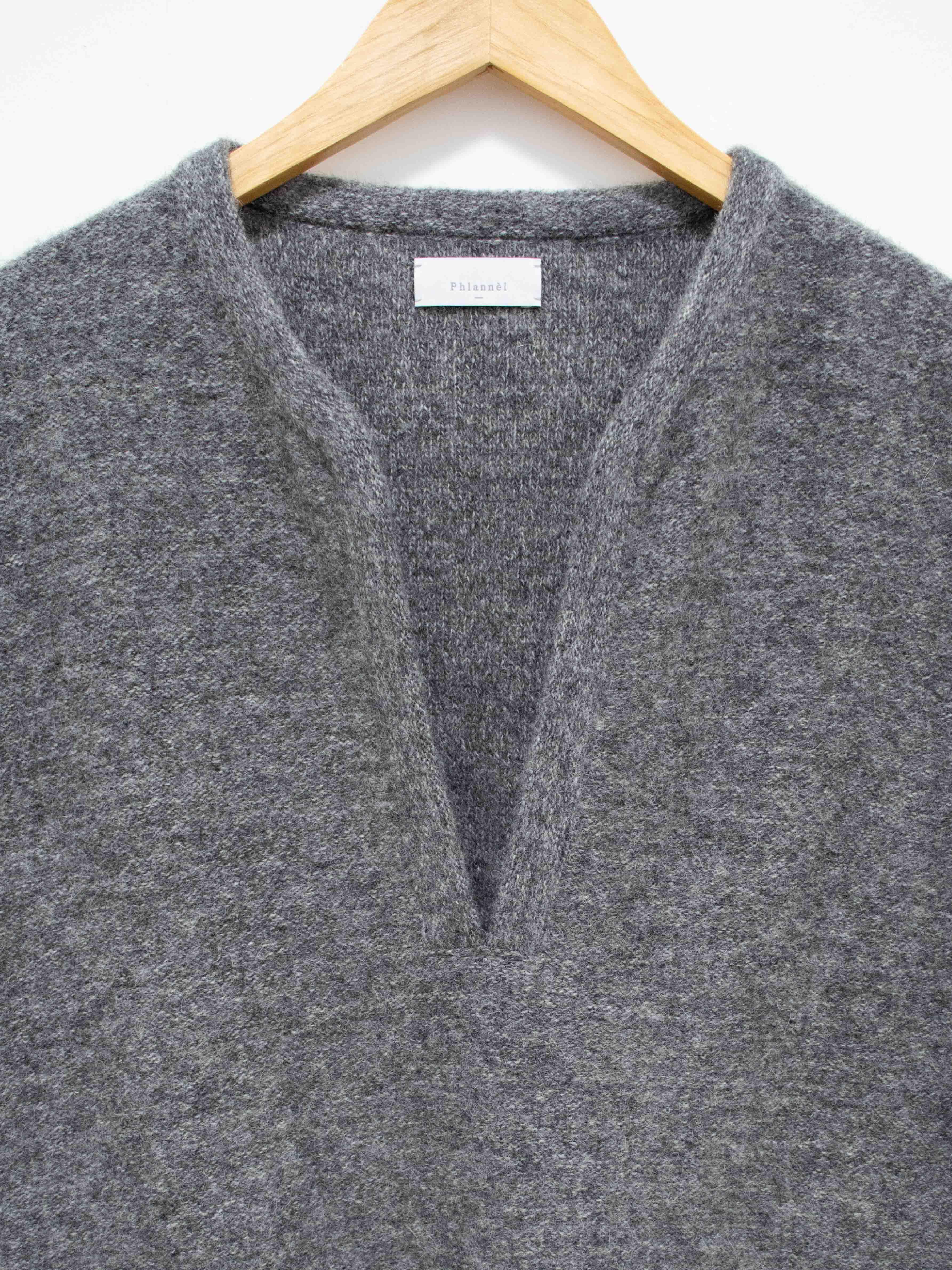 Namu Shop - Phlannel Felt Wool Knit Poncho - Charcoal