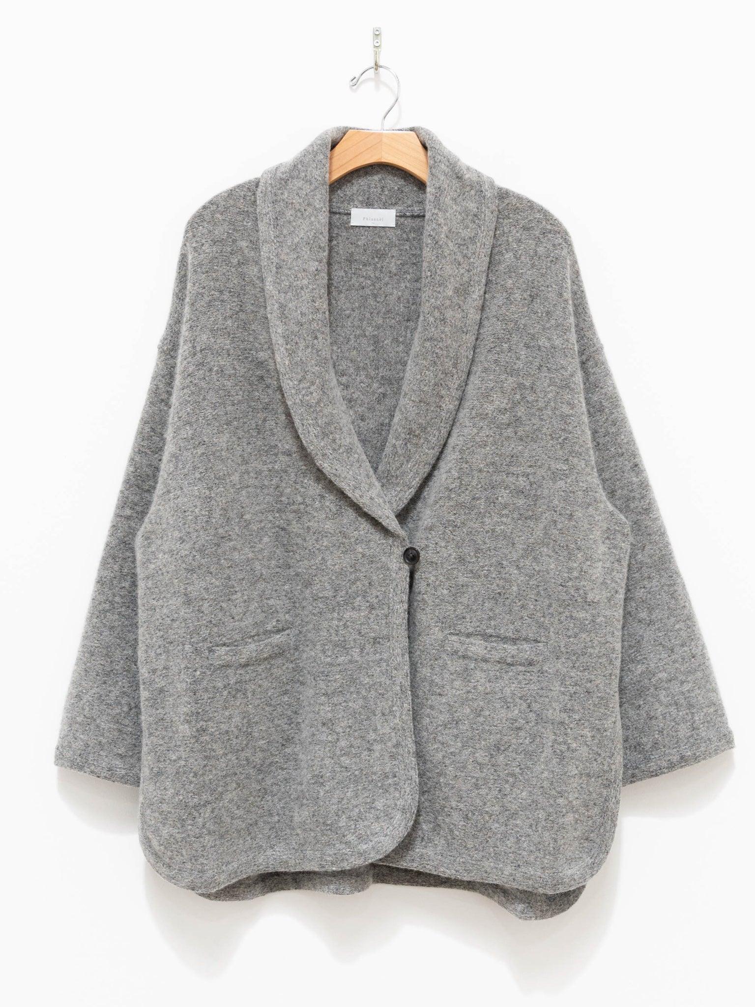 Namu Shop - Phlannel Felt Wool Knit Shawl Collar Coat - Gray