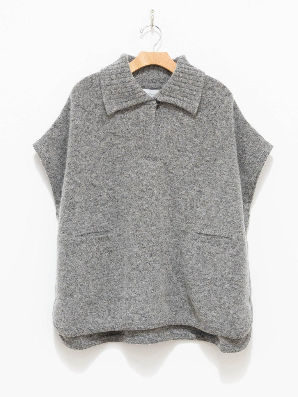 Namu Shop - Phlannel Felt Wool Knit Skipper Poncho - Gray