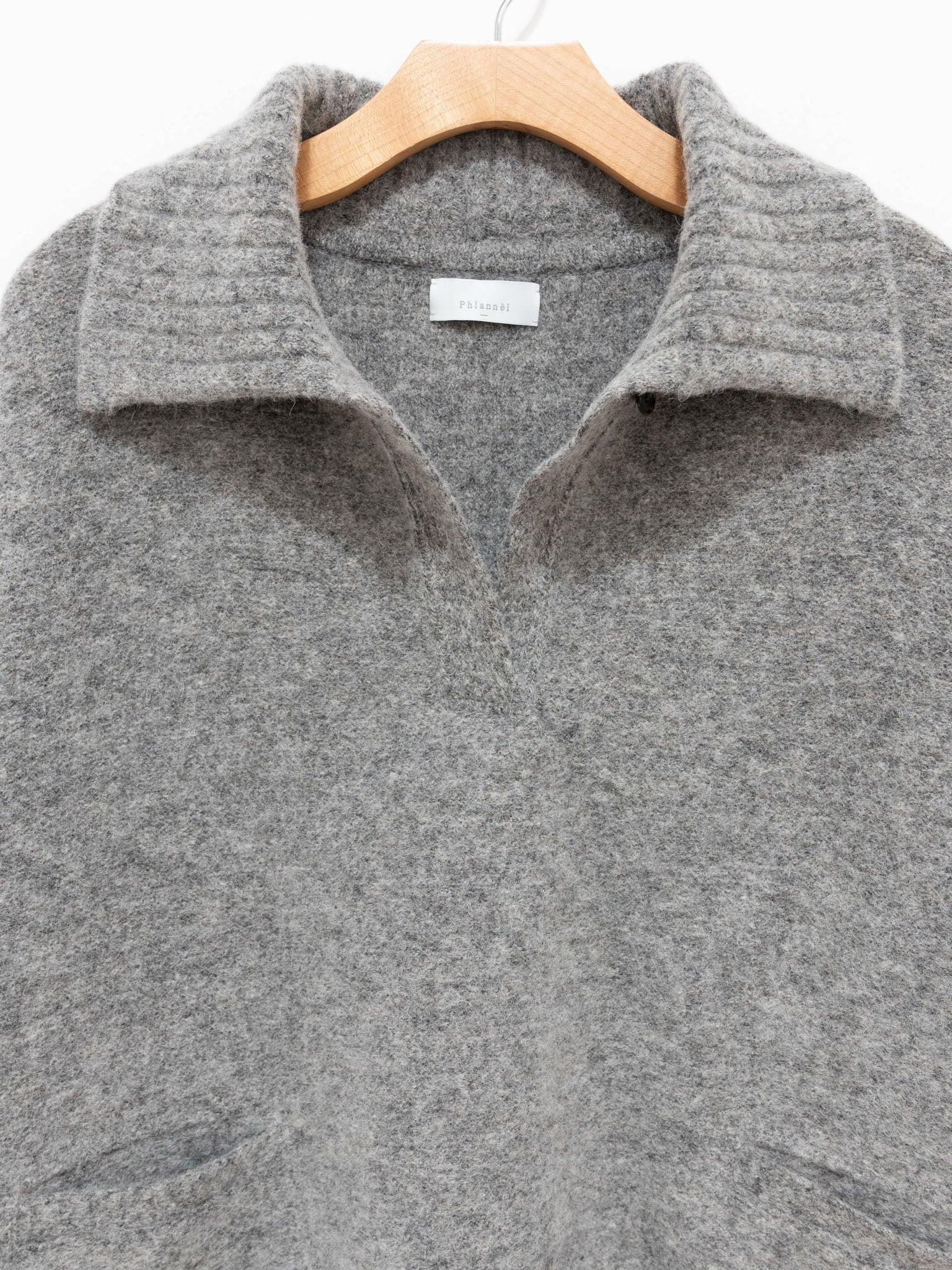 Namu Shop - Phlannel Felt Wool Knit Skipper Poncho - Gray