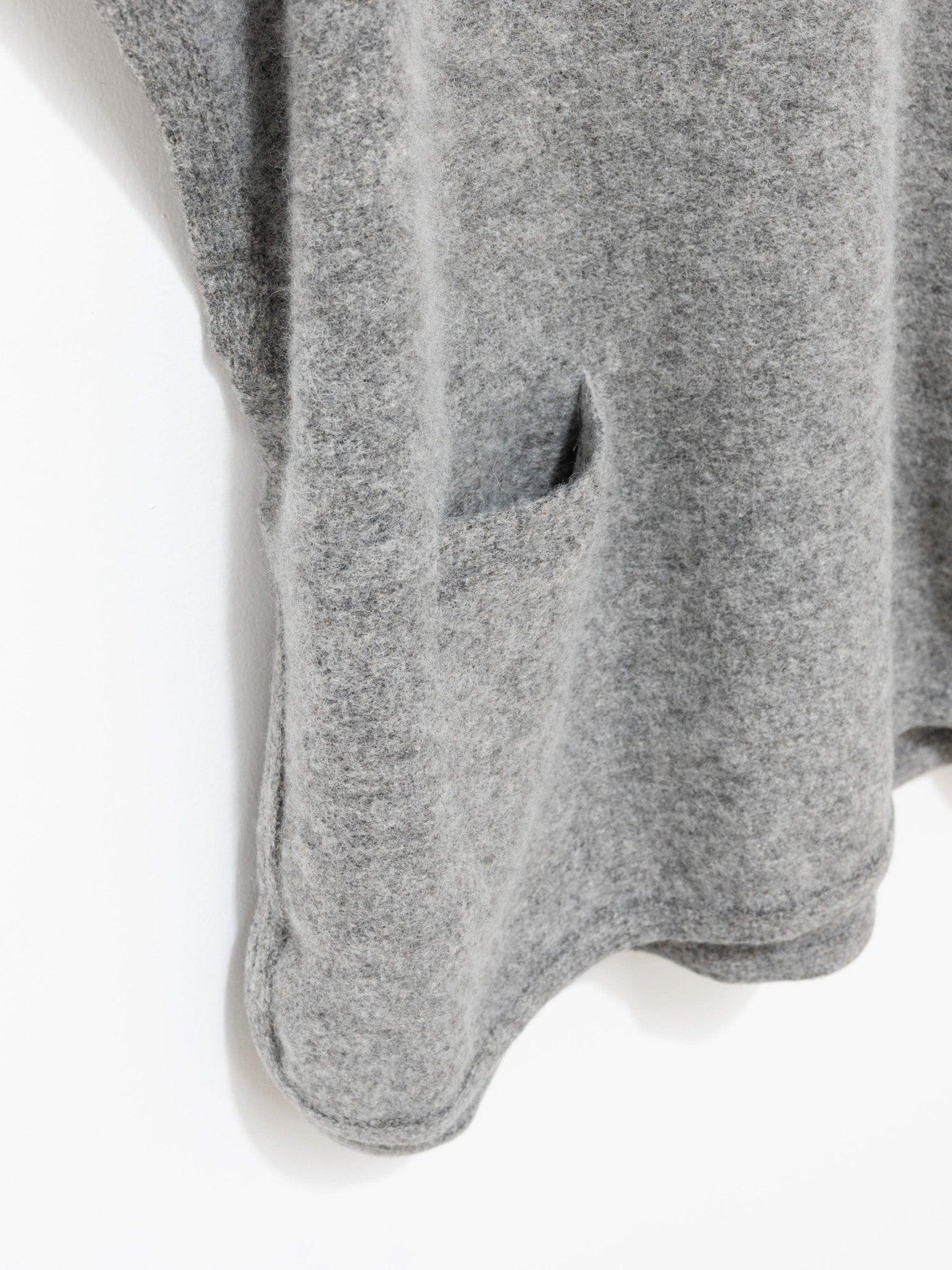 Namu Shop - Phlannel Felt Wool Knit Skipper Poncho - Gray