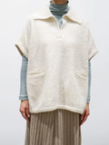 Namu Shop - Phlannel Felt Wool Knit Skipper Poncho - White