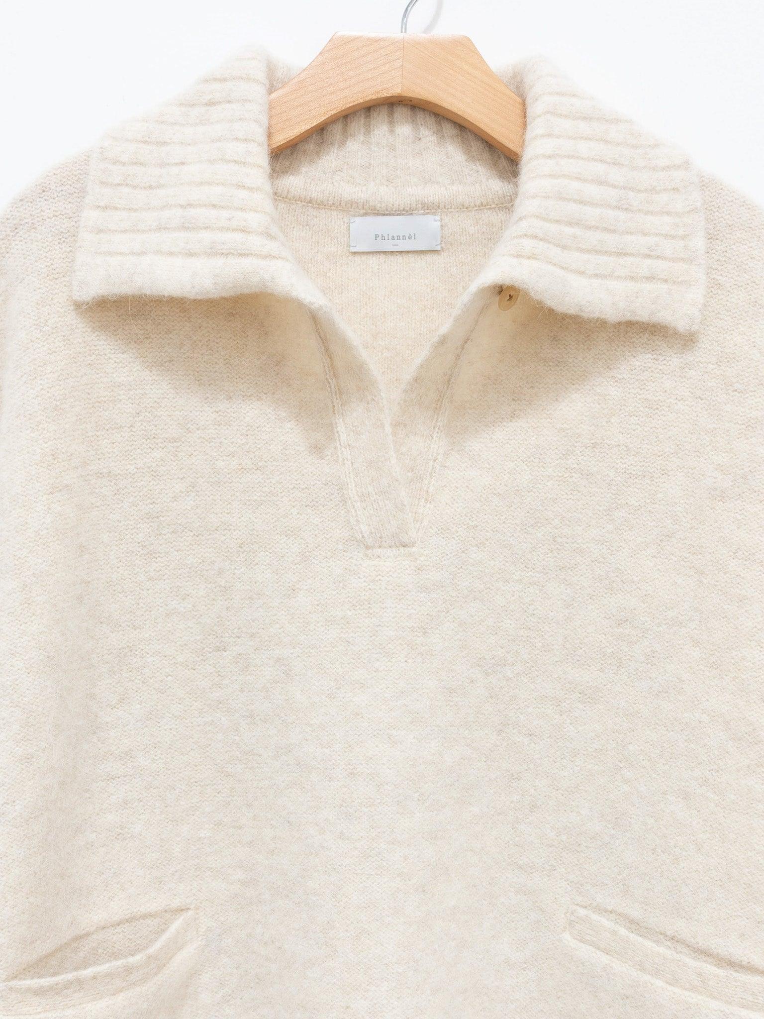 Namu Shop - Phlannel Felt Wool Knit Skipper Poncho - White