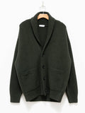 Namu Shop - Phlannel Felt Wool Shawl Collar Cardigan - Khaki Green