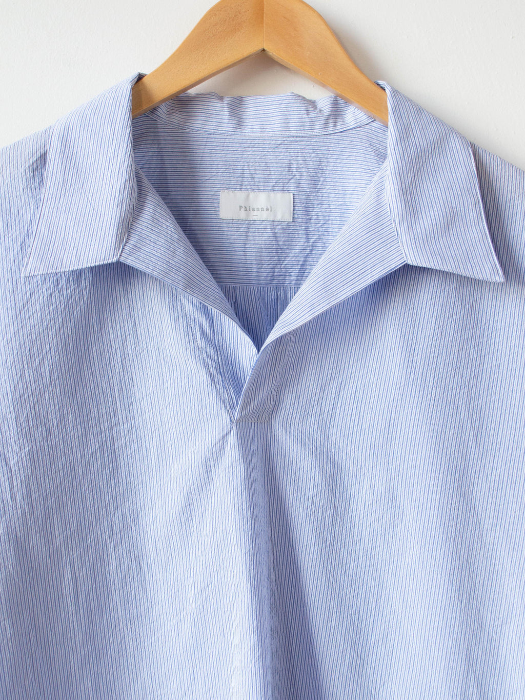 Namu Shop - Phlannel Finx Cotton Cordlane Skipper Collar Shirt - Blue Stripe