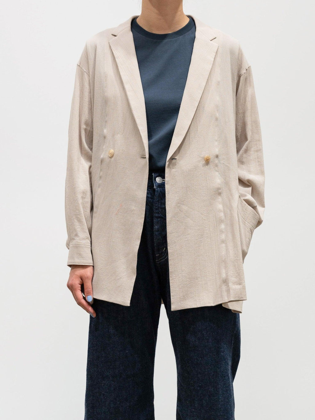 Namu Shop - Phlannel Hard Twist Cotton Light Duster Jacket - Pale Beige