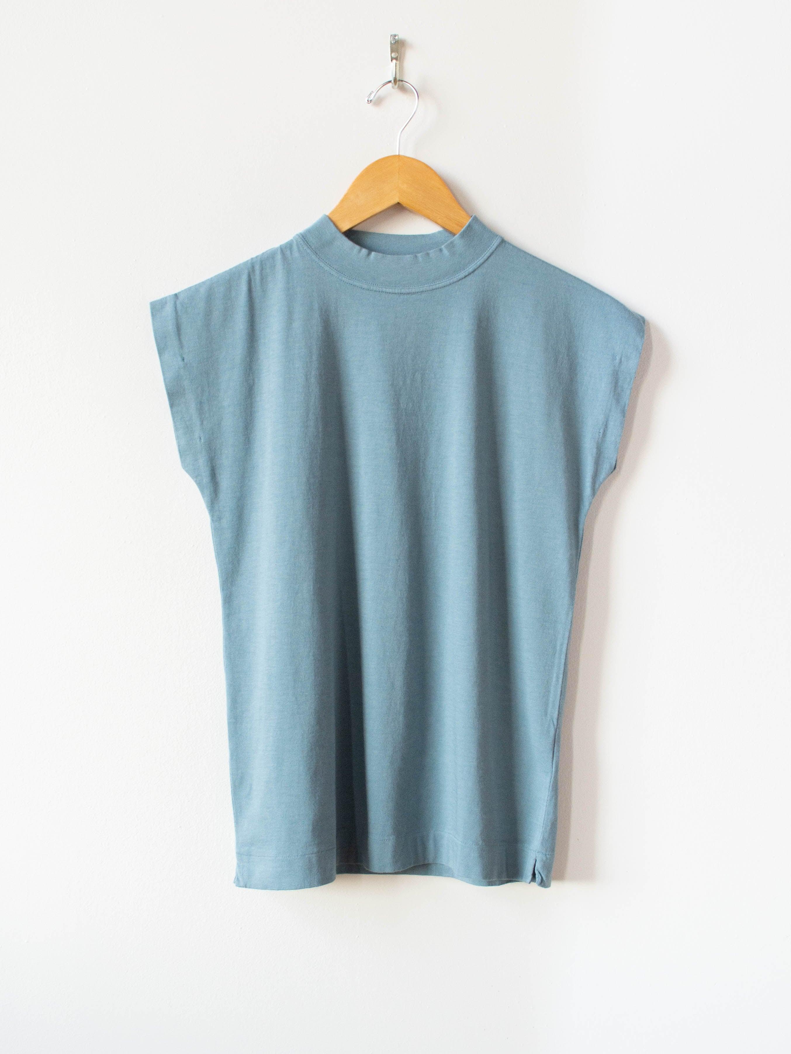 Namu Shop - Phlannel Light Suvin Cotton French-sleeve T-shirt - Blue
