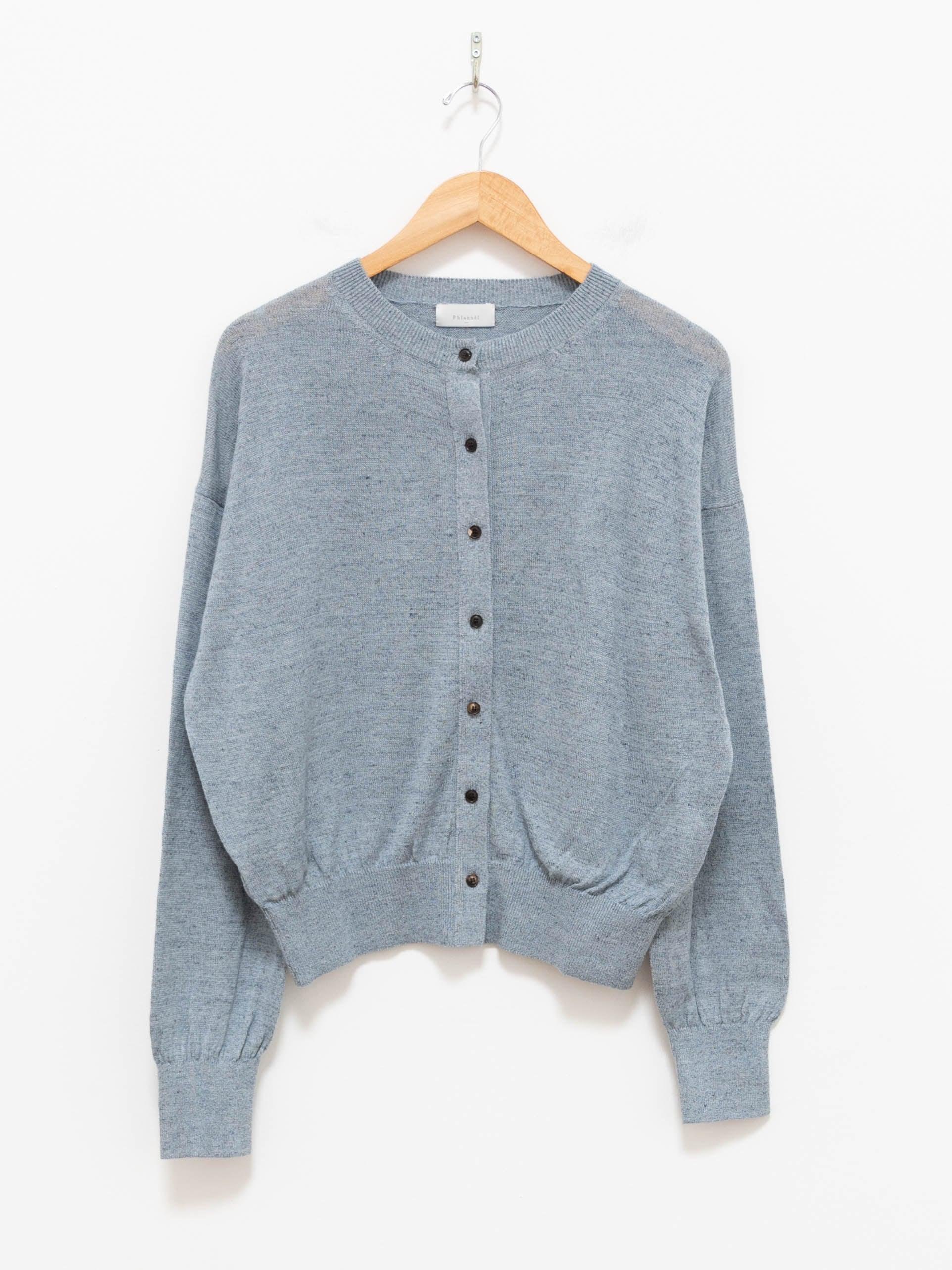 Namu Shop - Phlannel Linen Cotton Crewneck Cardigan - Blue