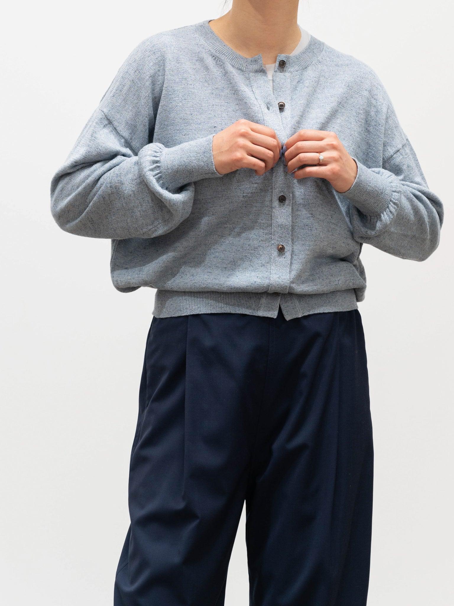 Namu Shop - Phlannel Linen Cotton Crewneck Cardigan - Blue