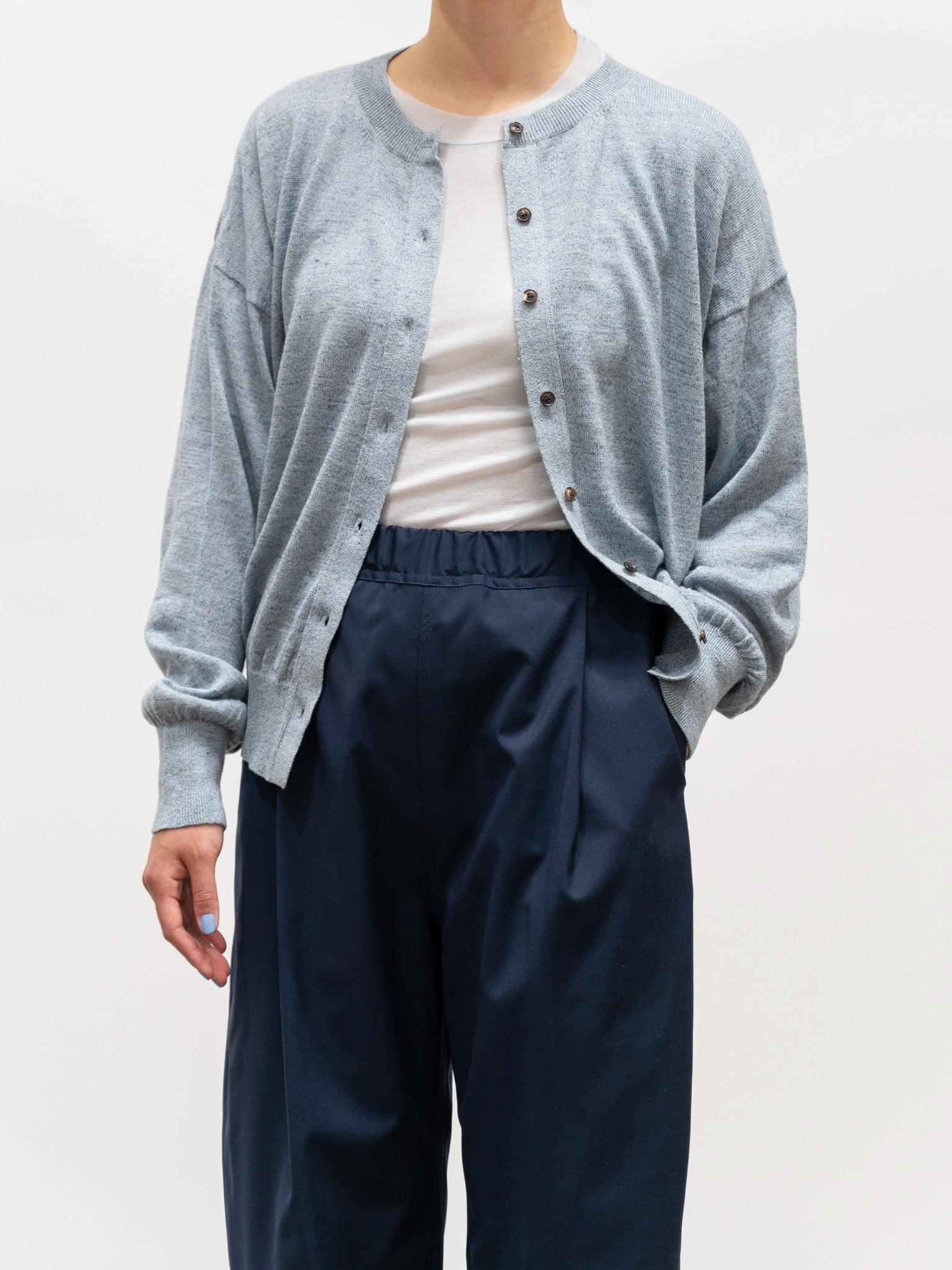 Namu Shop - Phlannel Linen Cotton Crewneck Cardigan - Blue