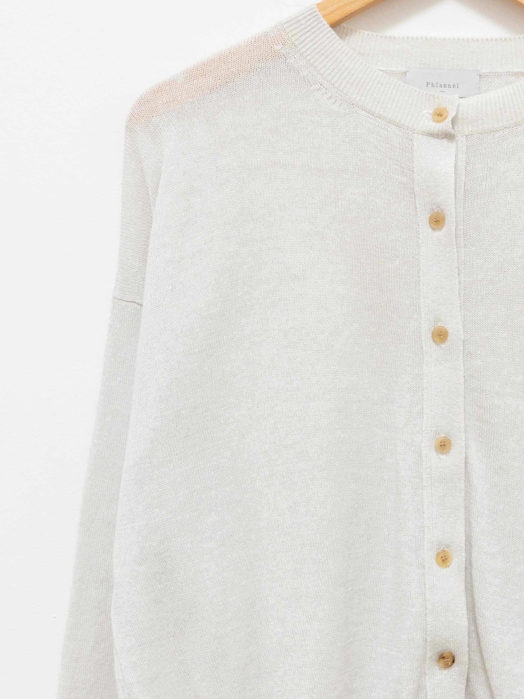 Namu Shop - Phlannel Linen Cotton Crewneck Cardigan - White