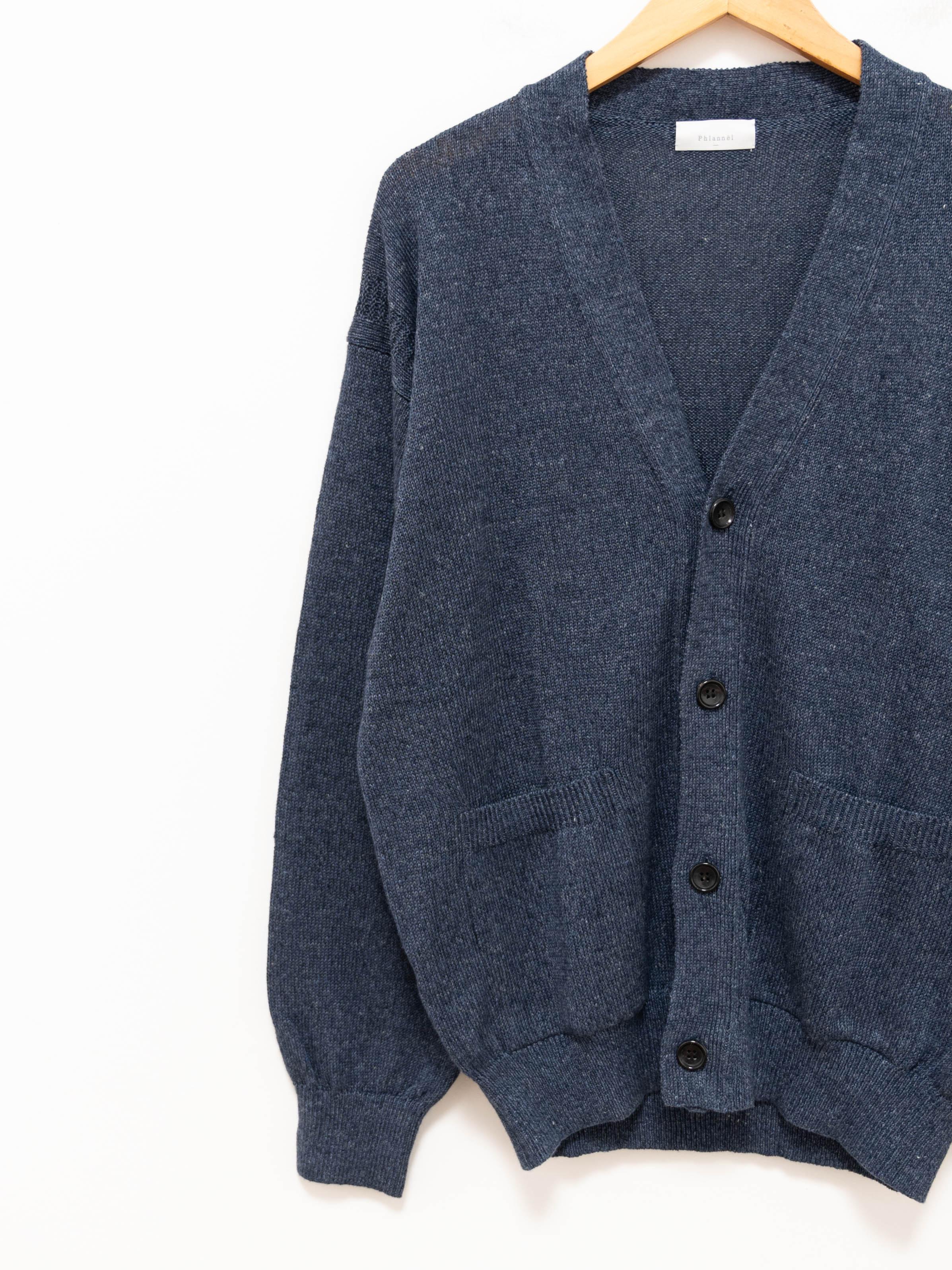 Namu Shop - Phlannel Linen Cotton Guernsey Cardigan - Indigo