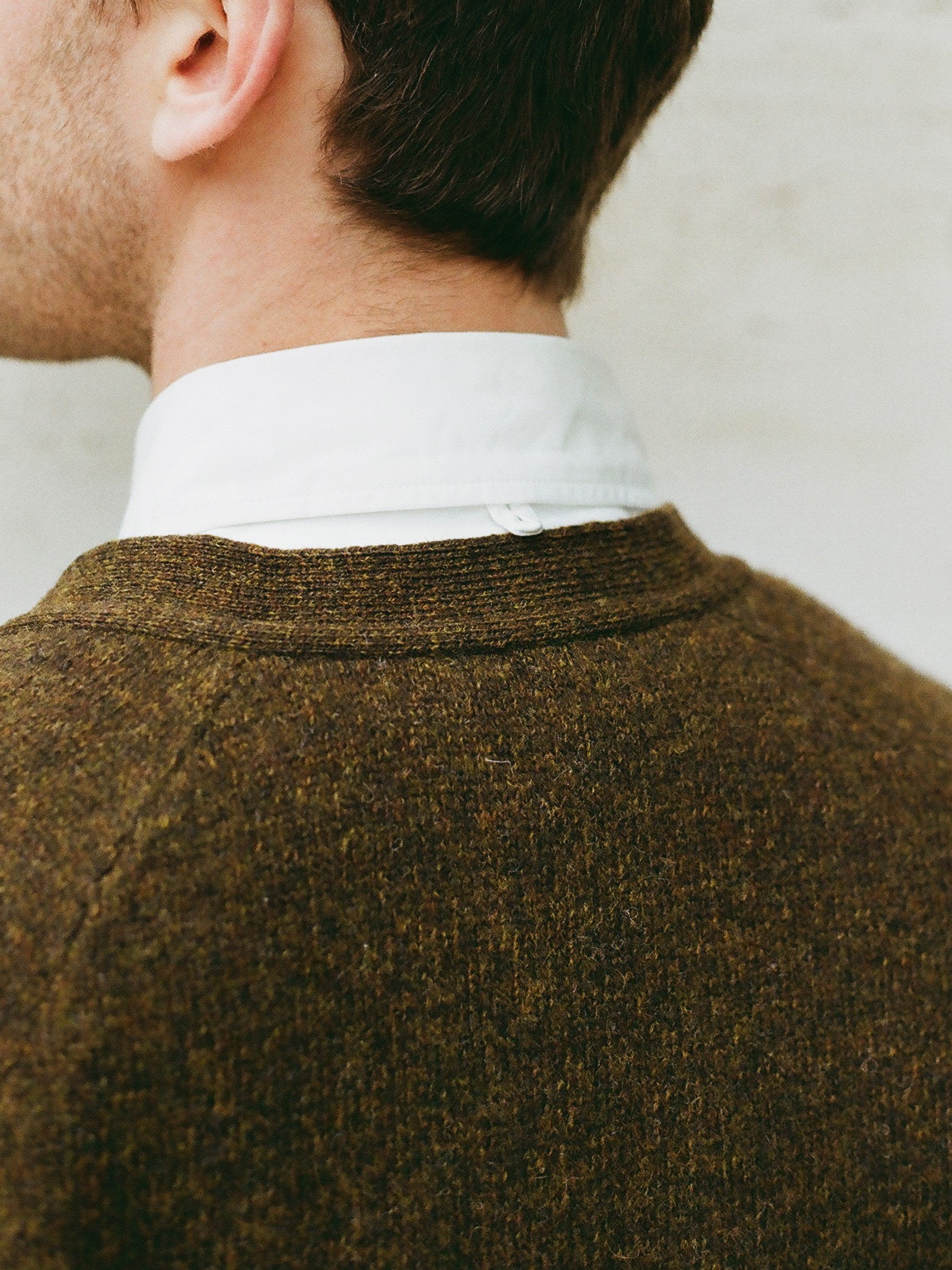Namu Shop - Phlannel Shetland Wool V-neck Cardigan - Khaki (Men's)