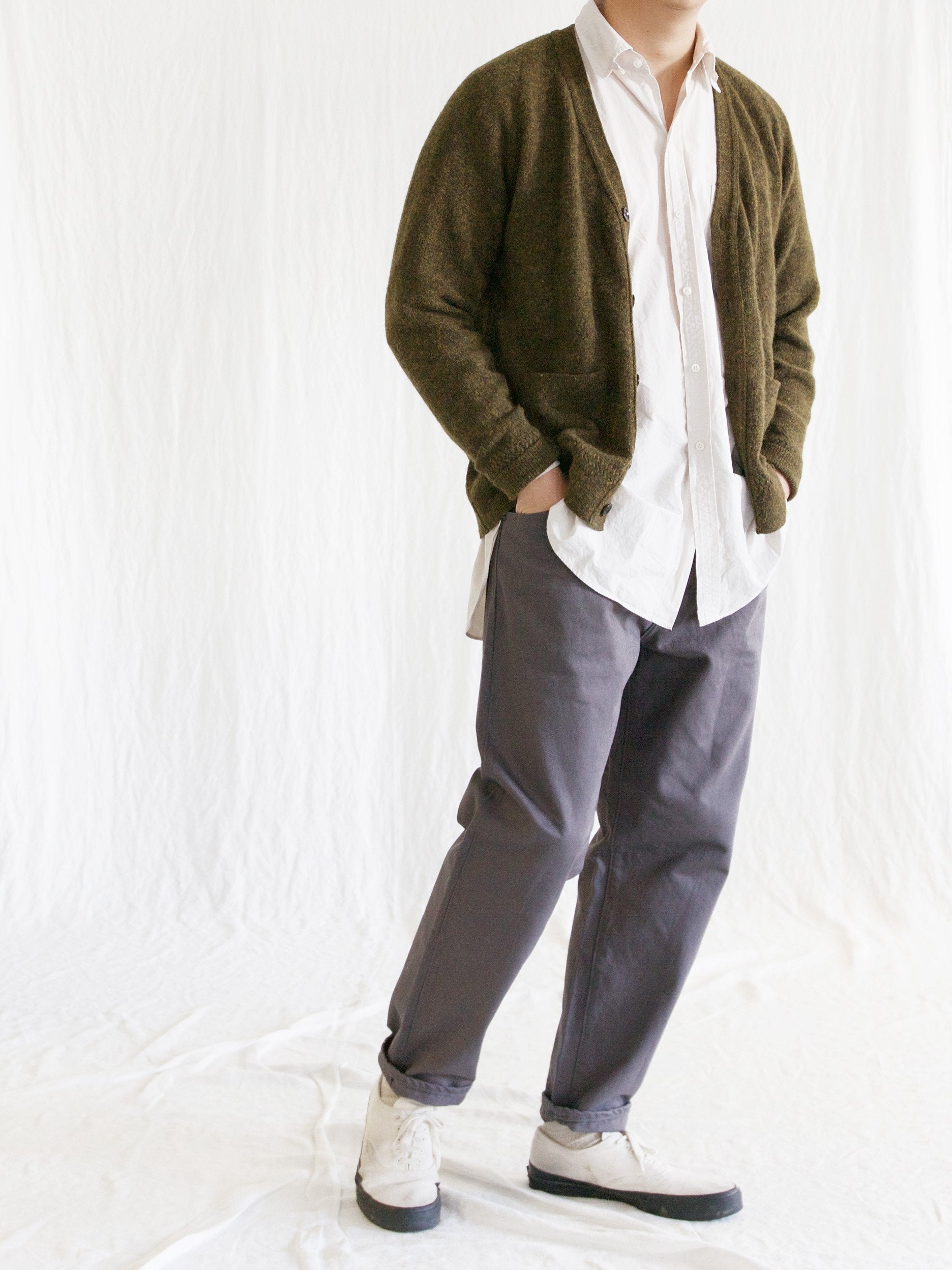 Namu Shop - Phlannel Shetland Wool V-neck Cardigan - Khaki (Men's)