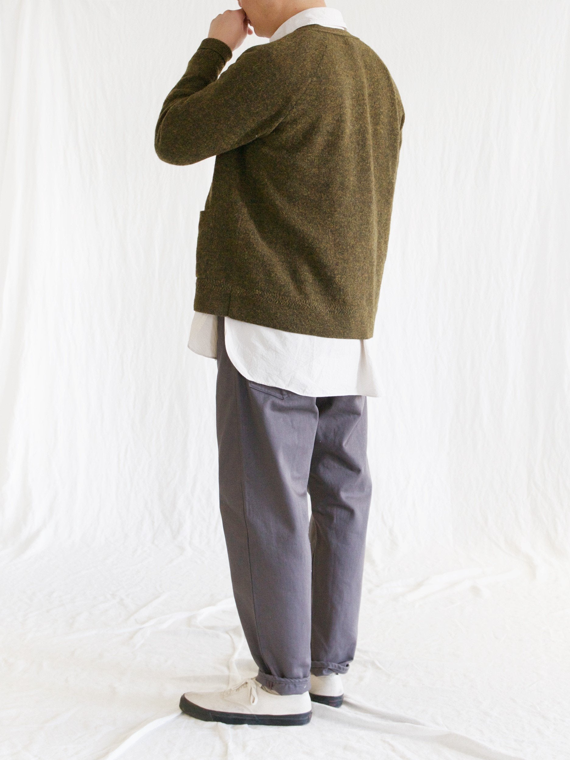 Namu Shop - Phlannel Shetland Wool V-neck Cardigan - Khaki (Men's)