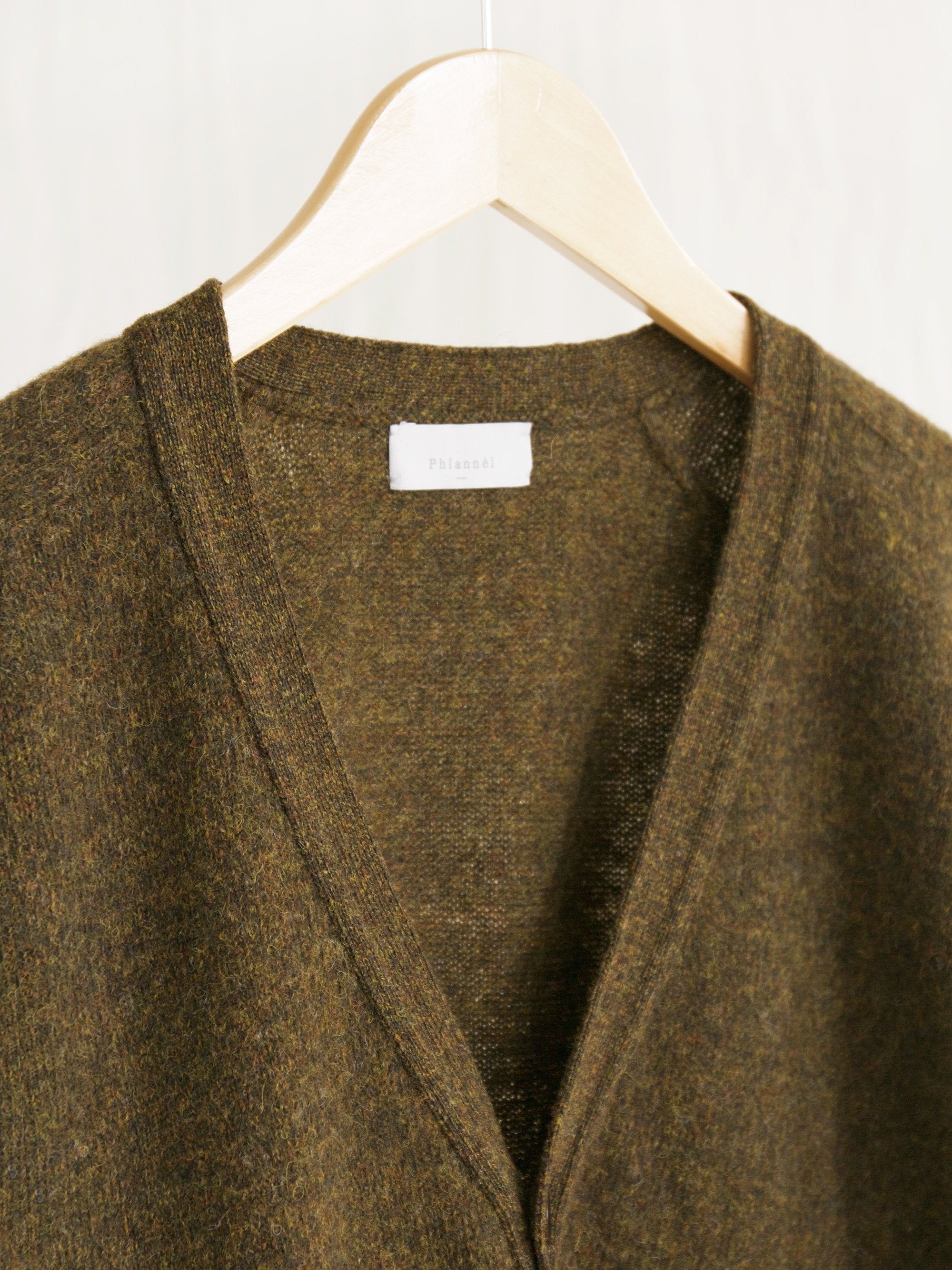 Namu Shop - Phlannel Shetland Wool V-neck Cardigan - Khaki (Men's)