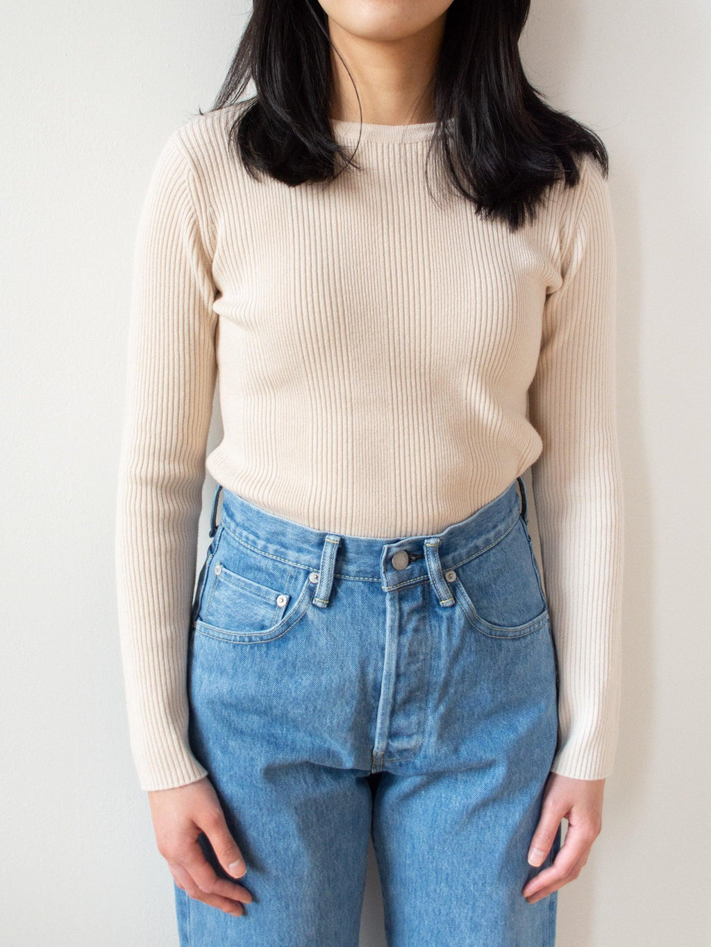 Namu Shop - Phlannel Super Fine Wool Rib Knit - Ivory