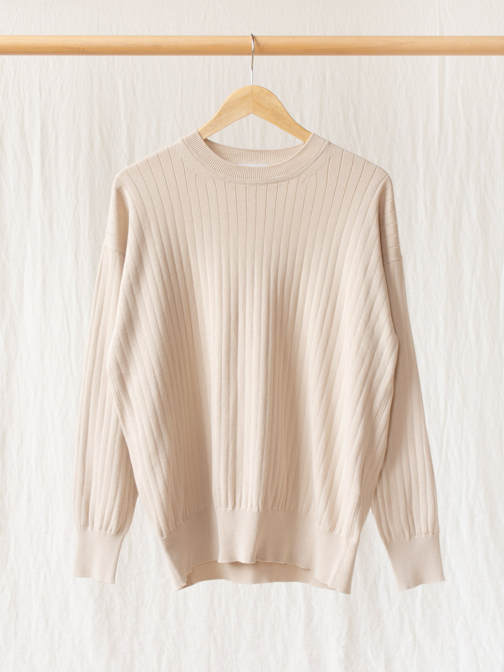Namu Shop - Phlannel Suvin Cotton Wide Rib Knit - Beige