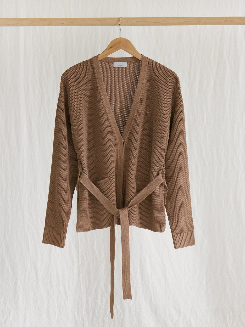 Namu Shop - Phlannel Washi Silk Belted Knit Cardigan - Almond