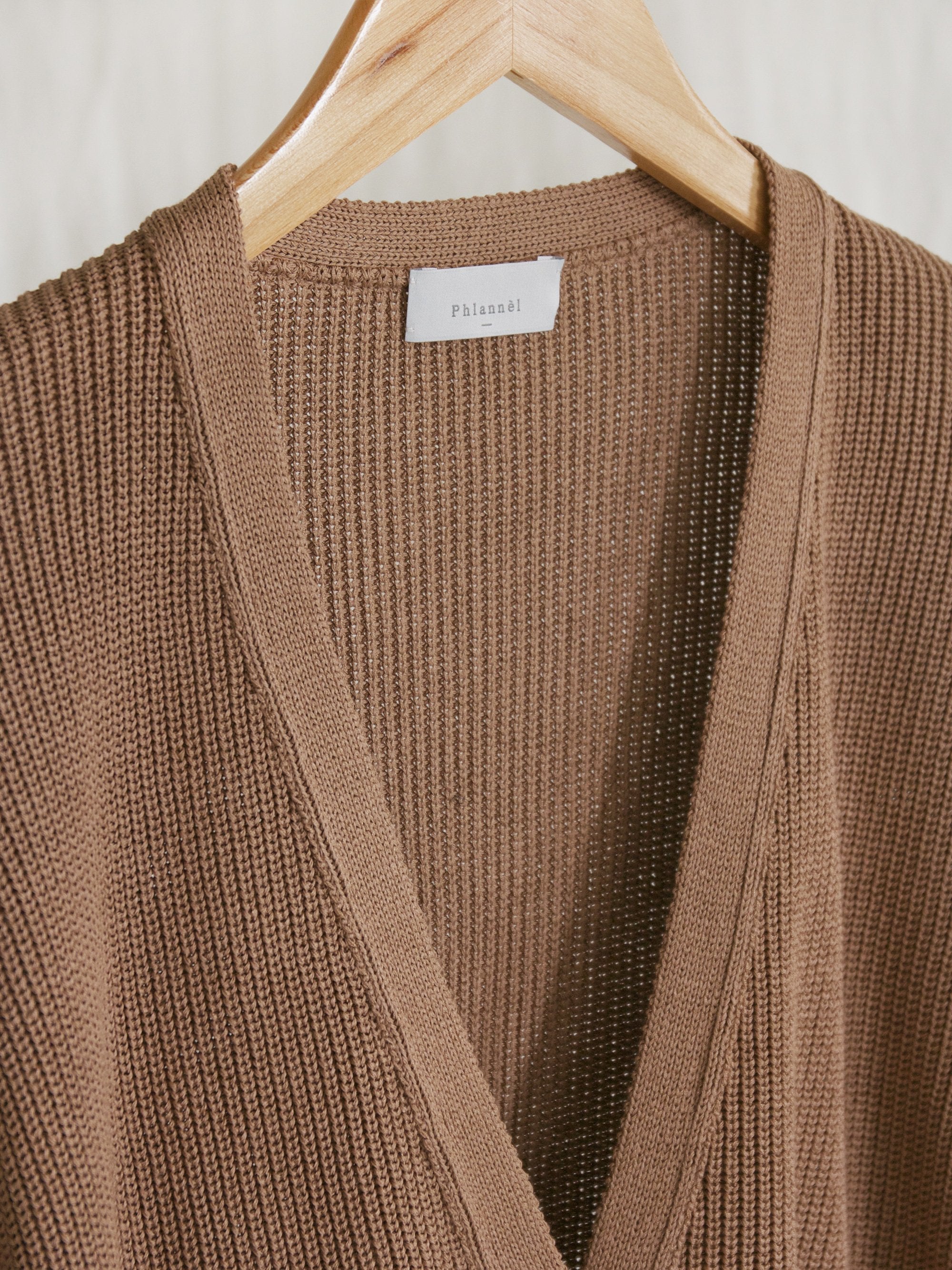 Namu Shop - Phlannel Washi Silk Belted Knit Cardigan - Almond
