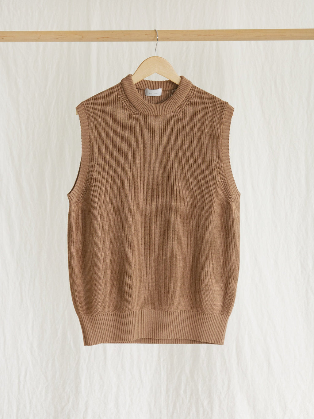 Namu Shop - Phlannel Washi/Silk Crew Neck Knit Vest - Almond