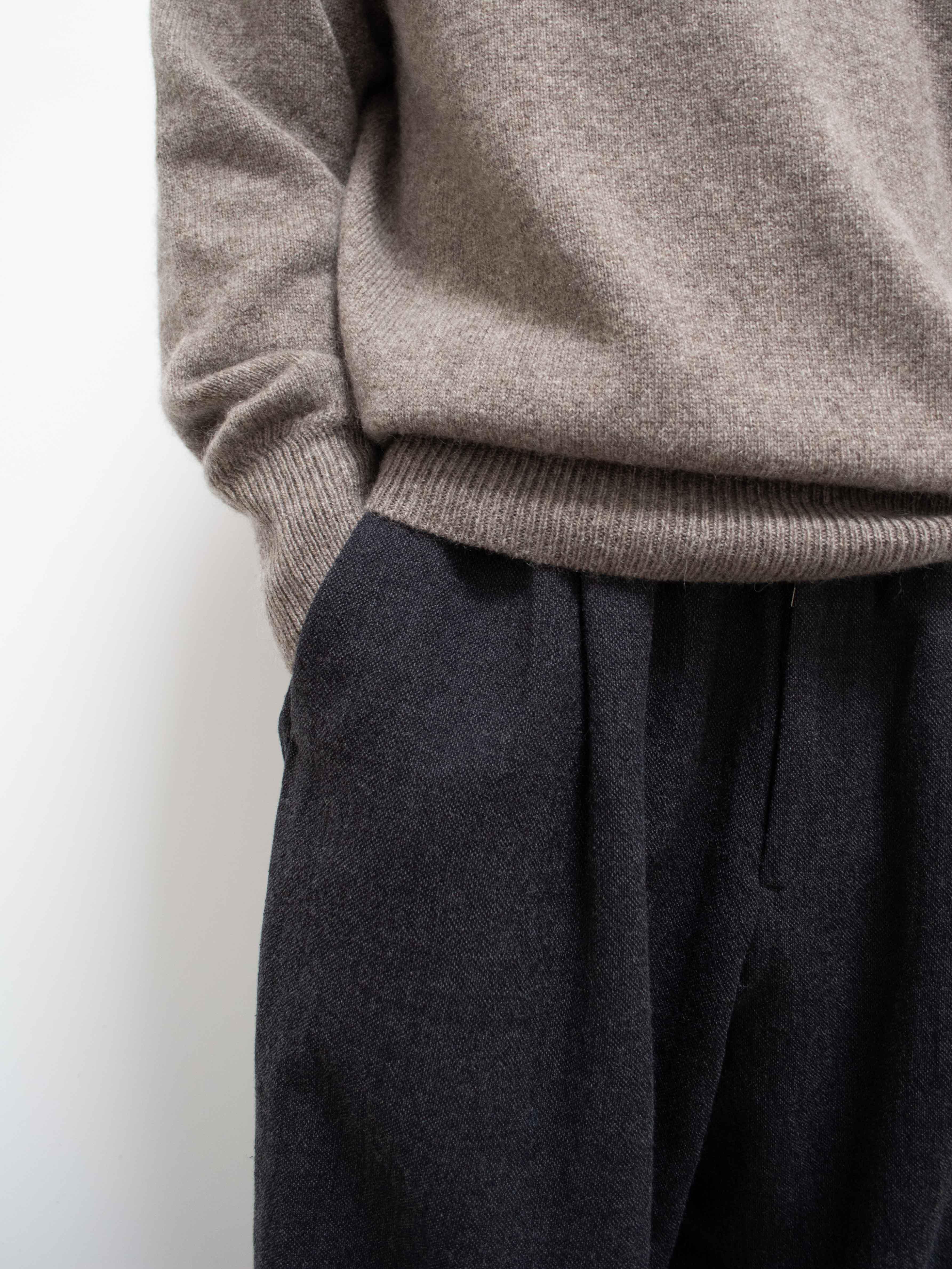 Namu Shop - Phlannel Winter Loop Yarn Wide Easy Trousers - Deep Gray