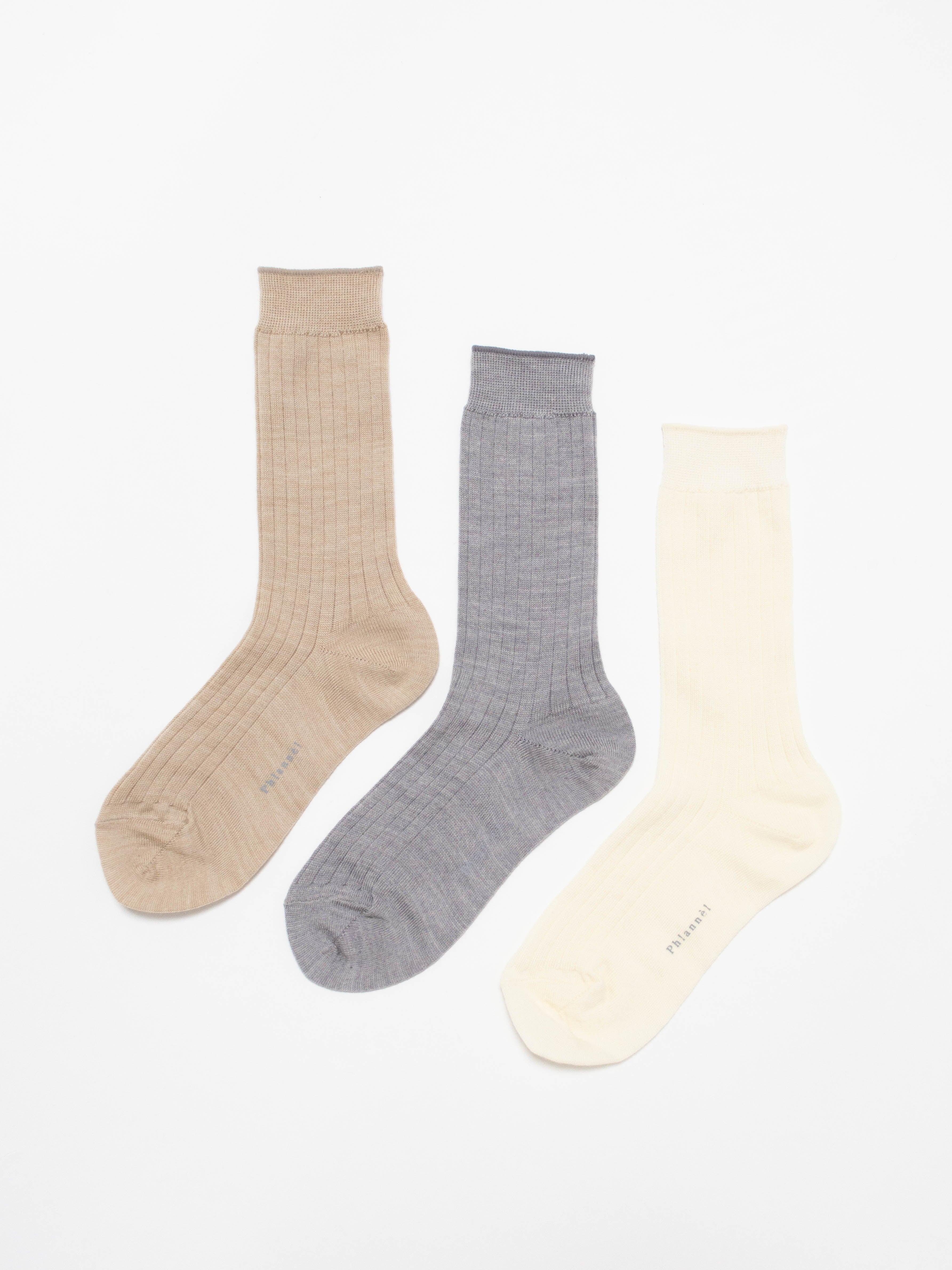Namu Shop - Phlannel Women's 3-Pack Wool Socks (Gray, Ivory, Beige)